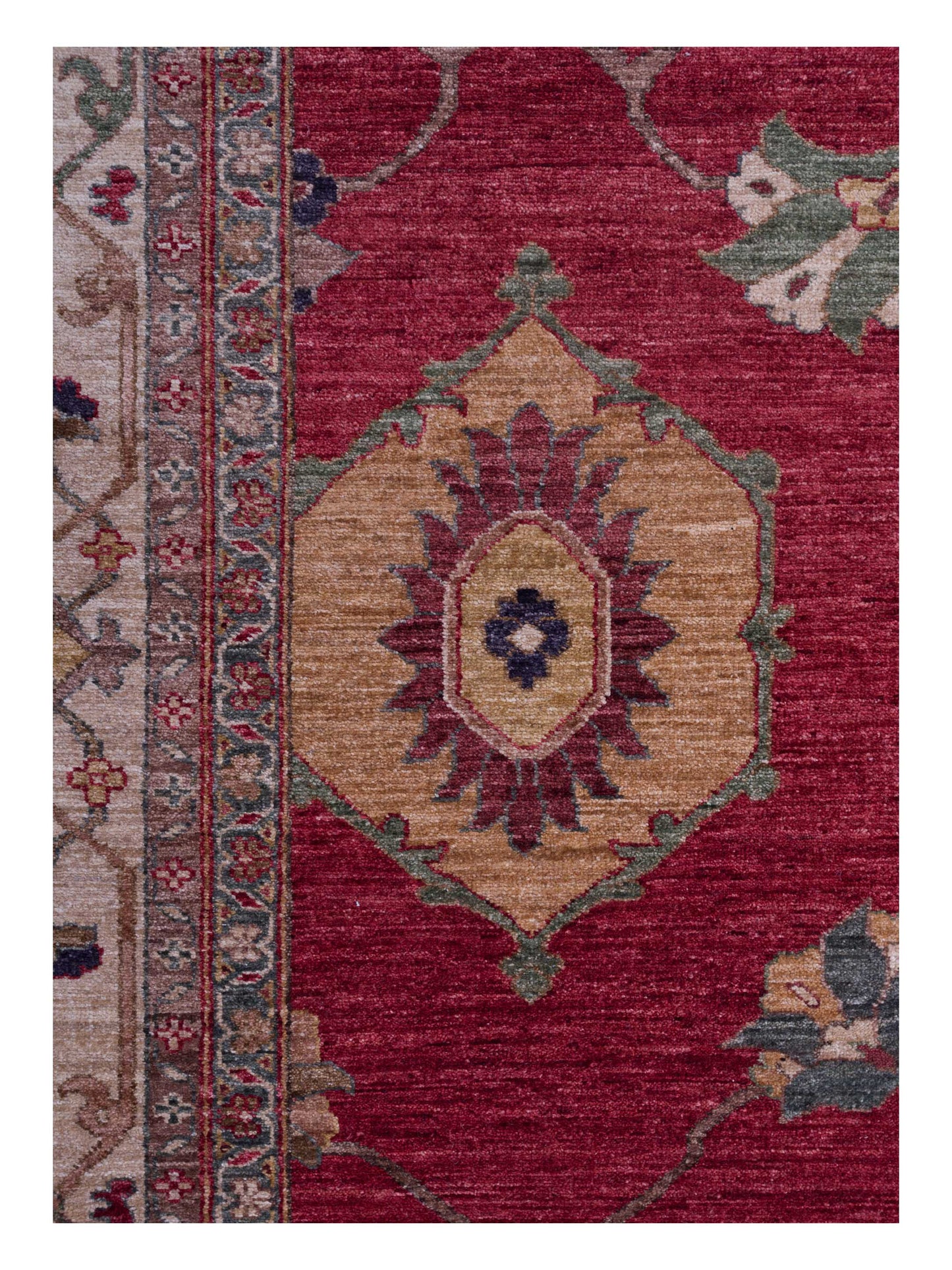 Pasha Elvan Tansu Red Ivory Traditional Hand Knotted Rug