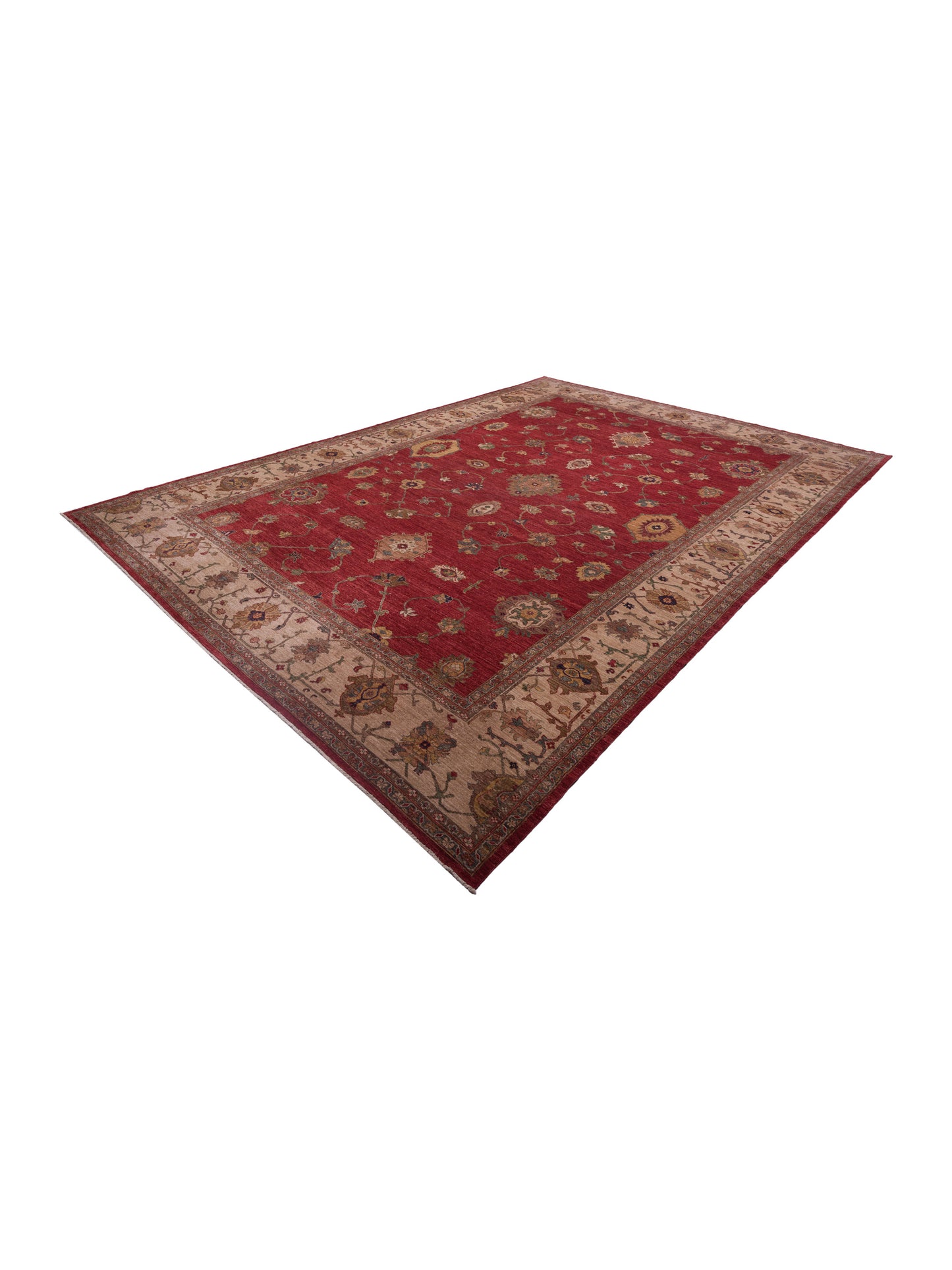 Pasha Elvan Tansu Red Ivory Traditional Hand Knotted Rug