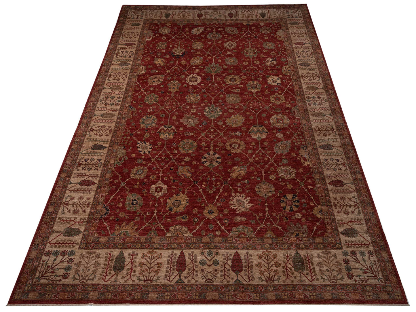 Pasha Elvan Turku Red Ivory Traditional Hand Knotted Rug