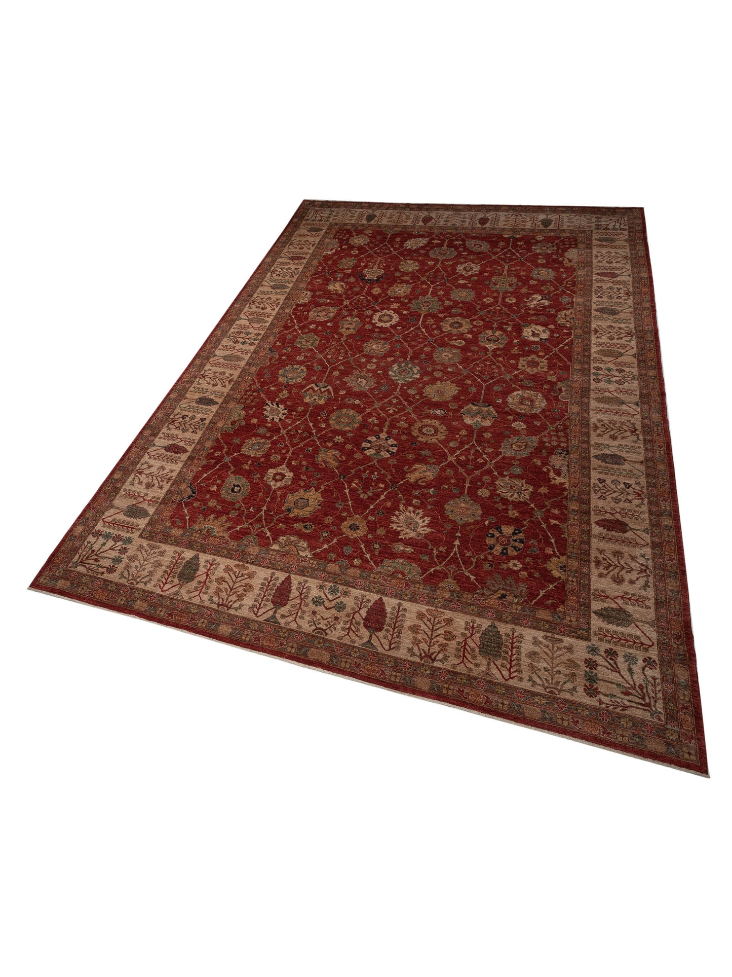 Pasha Elvan Turku Red Ivory Traditional Hand Knotted Rug