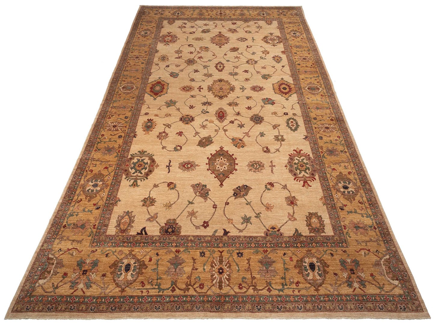 Pasha Elvan Tansu Ivory Gold Traditional Hand Knotted Rug