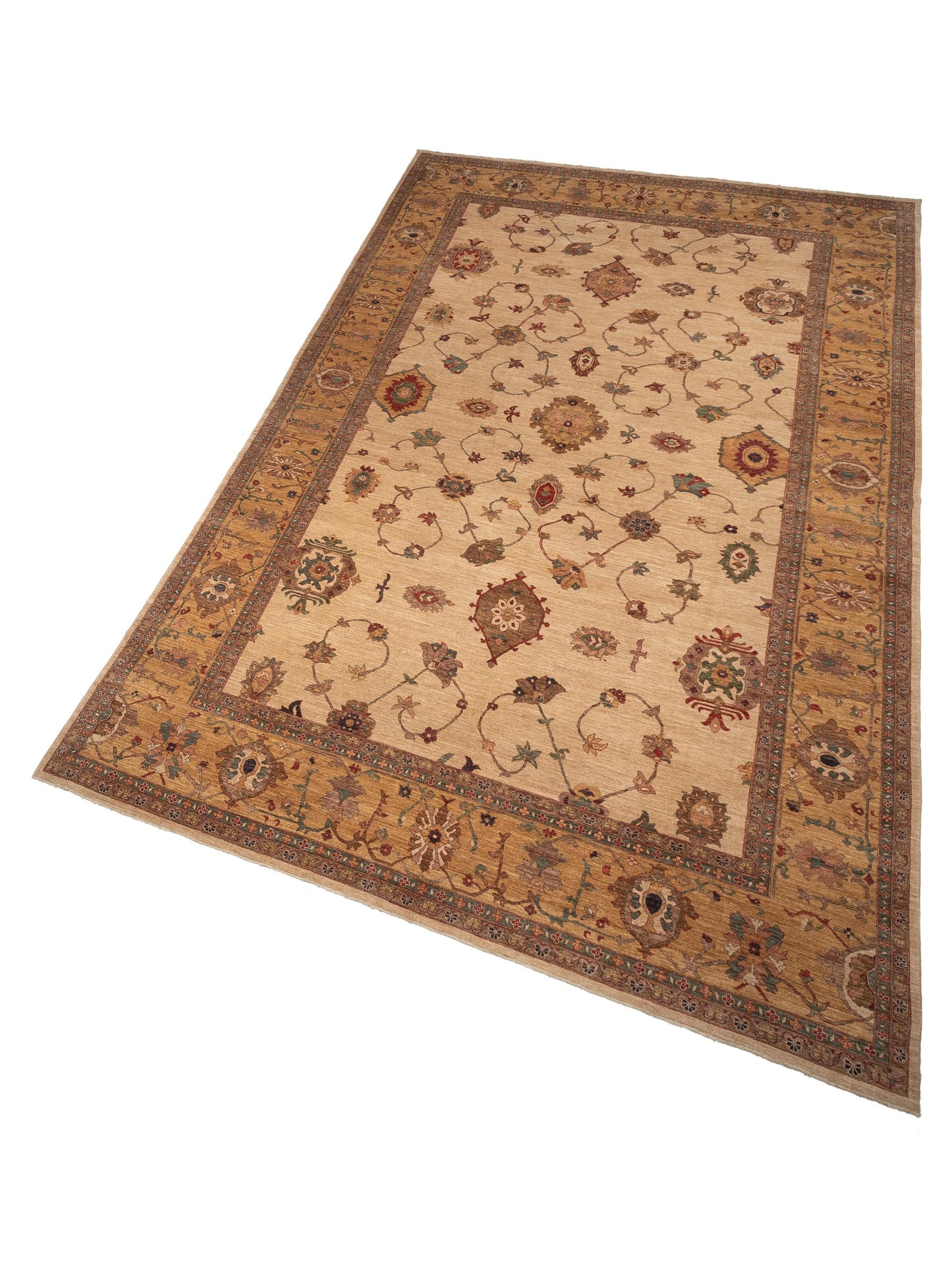 Pasha Elvan Tansu Ivory Gold Traditional Hand Knotted Rug