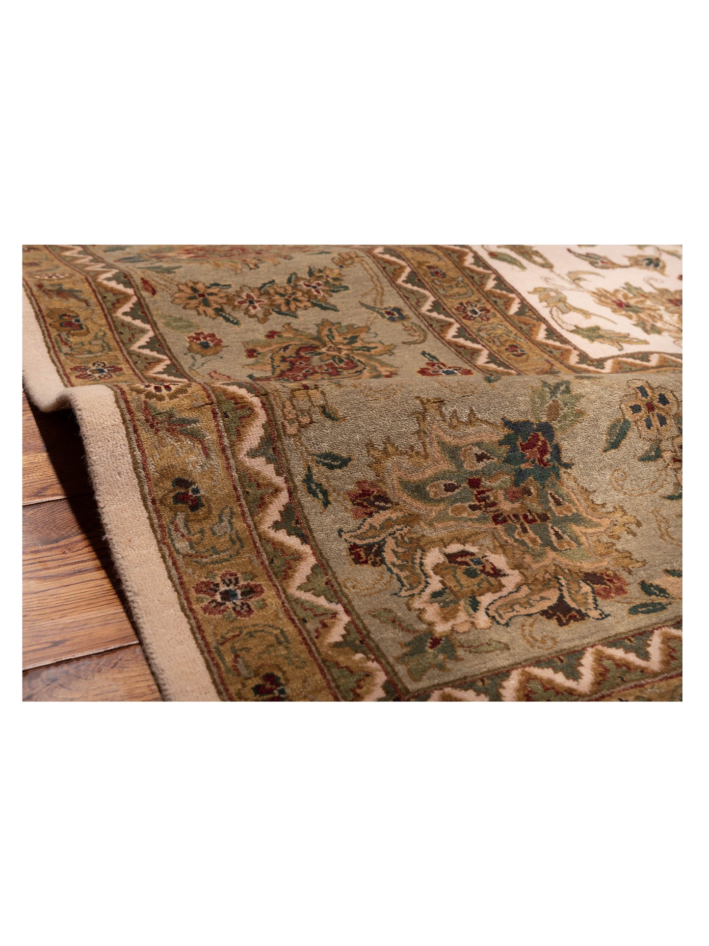 Rajpur Crown 95248 Ivory Sage Green Transitional Hand Knotted Rug