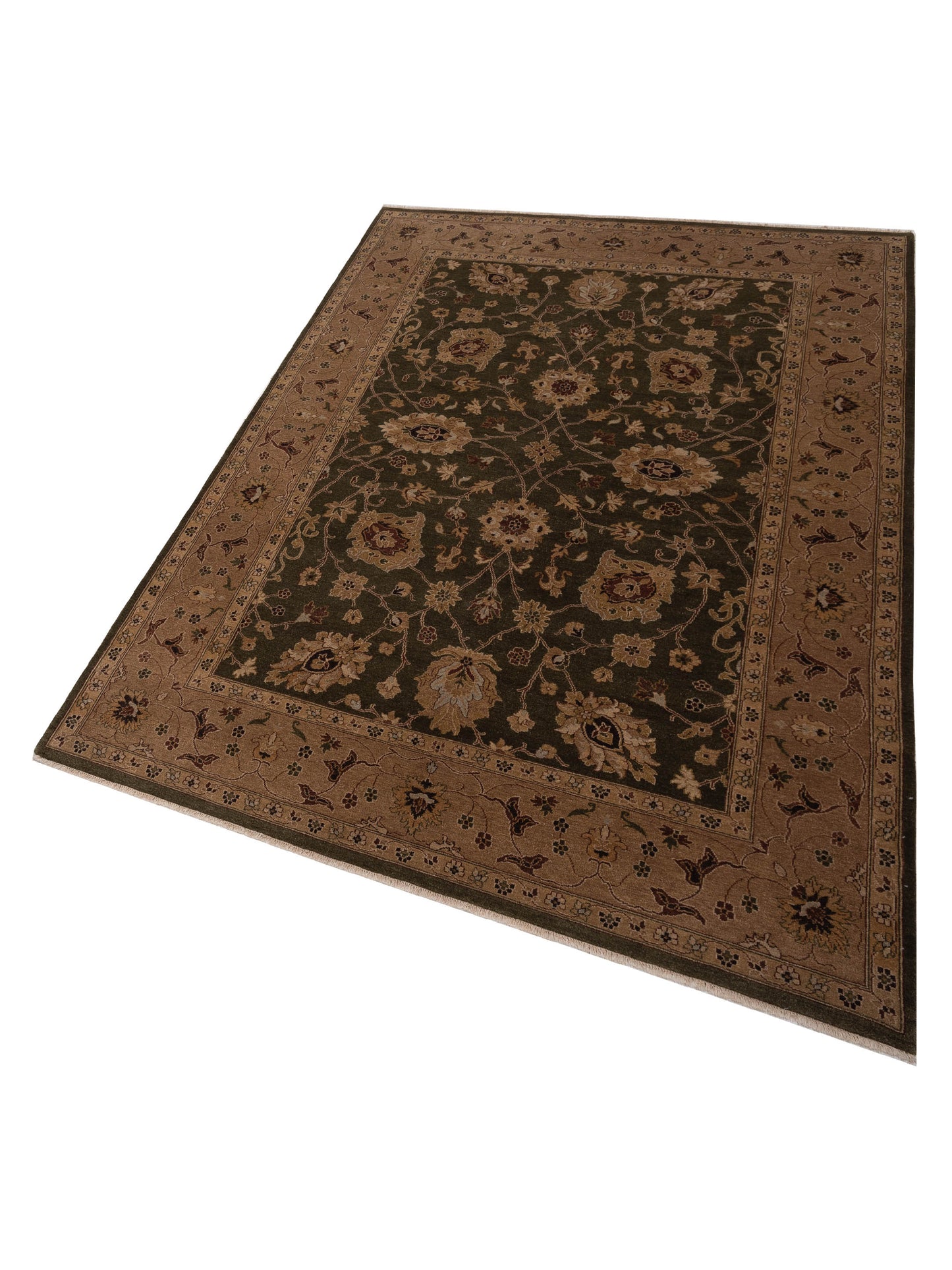 Rajpur Royal 96420 Green Light Brown Traditional Hand Knotted Rug