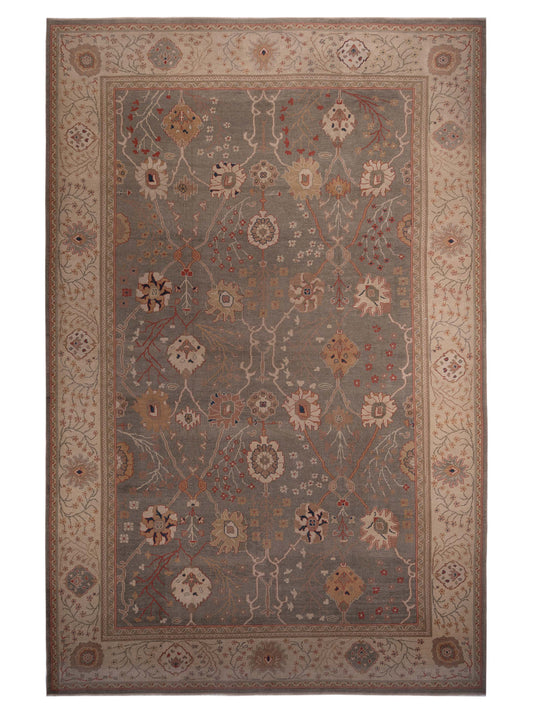 Pasha Authentic Oushak Beyza Silver Transitional Hand Knotted Rug