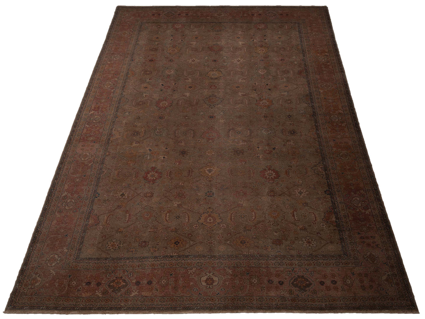 Pasha Turkish Elvan Maile Green Pink Traditional Hand Knotted Rug