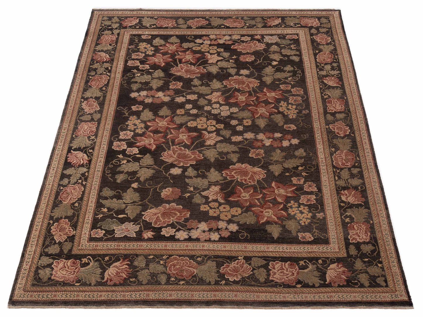 Pasha Turkish Elvan Firuz Charcoal Charcoal Traditional Hand Knotted Rug