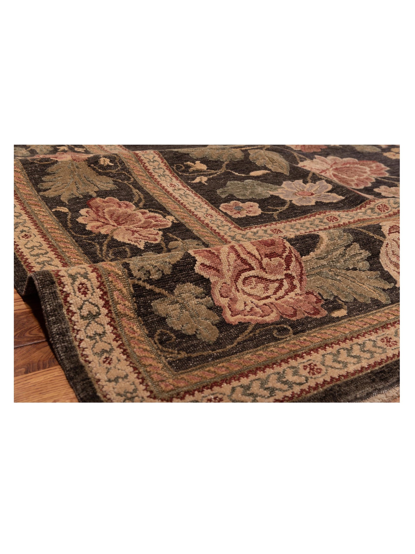 Pasha Turkish Elvan Firuz Charcoal Charcoal Traditional Hand Knotted Rug