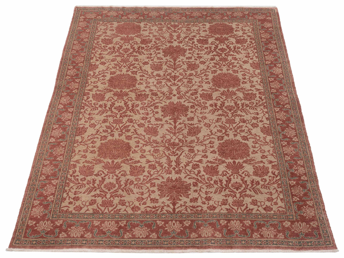 Pasha Turkish Elvan 97429 Cream Pink Traditional Hand Knotted Rug