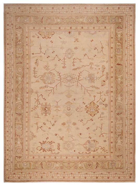 Authentic Angora Oushak Emel Cream Traditional Hand Knotted Rug