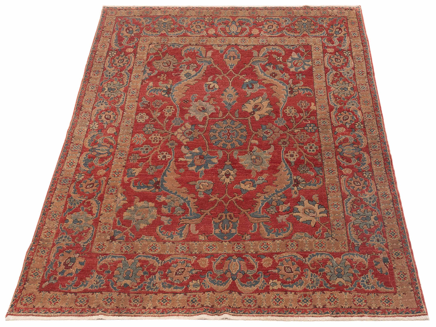 Pasha Turkish Elvan 97466 Rust Blue Traditional Hand Knotted Rug