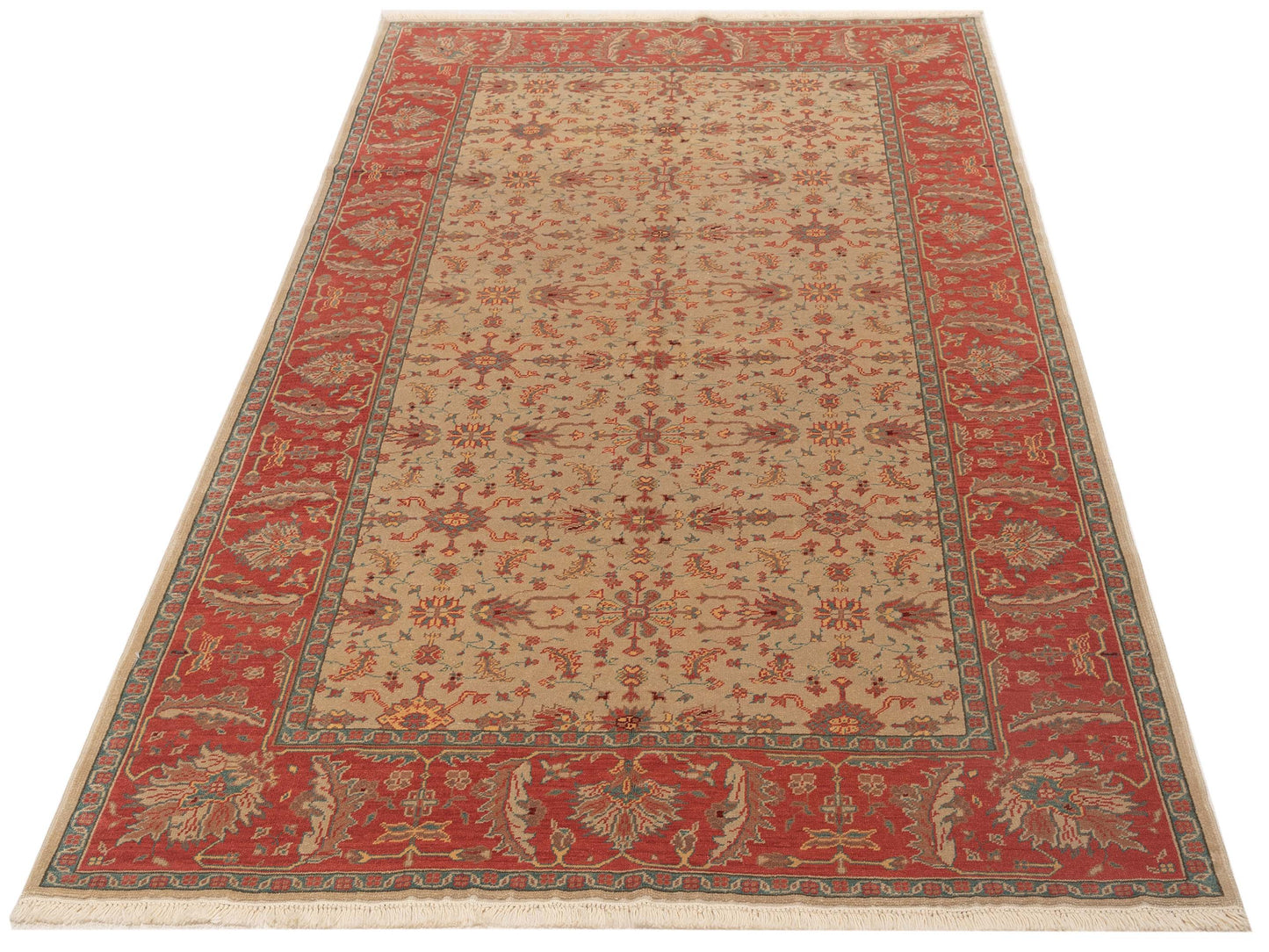 Pasha Antique Loom 97575 Ivory Rust Transitional Hand Knotted Rug