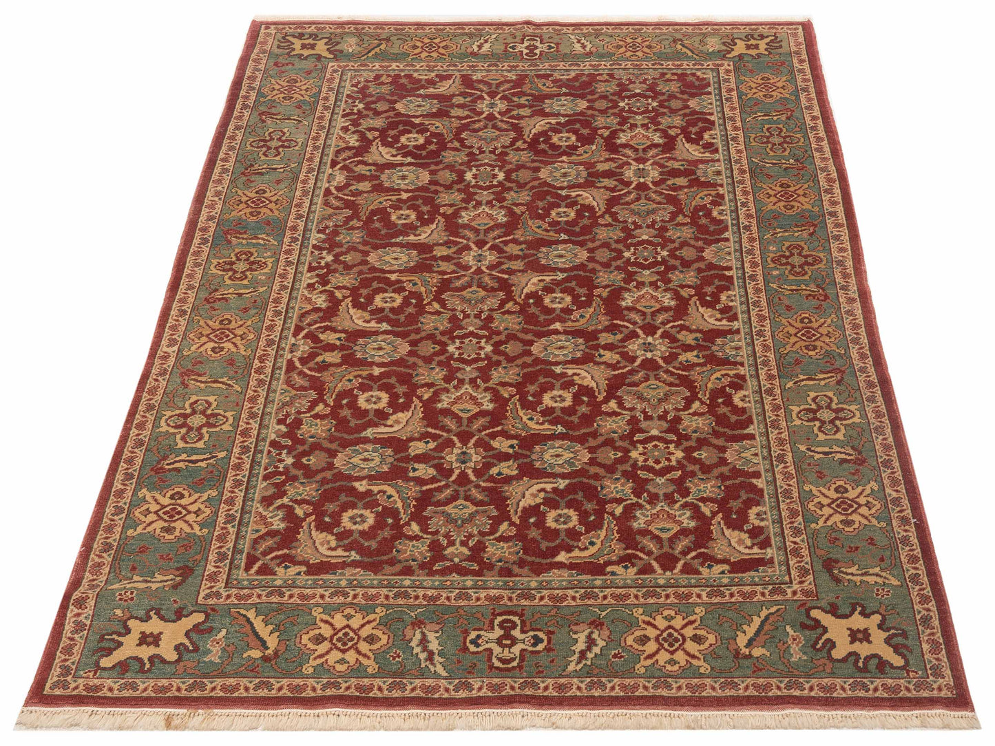 Pasha Antique Loom 97588 Rust Blue Transitional Hand Knotted Rug