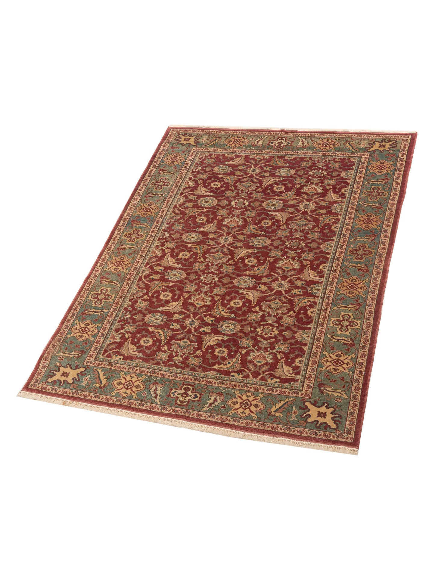 Pasha Antique Loom 97588 Rust Blue Transitional Hand Knotted Rug