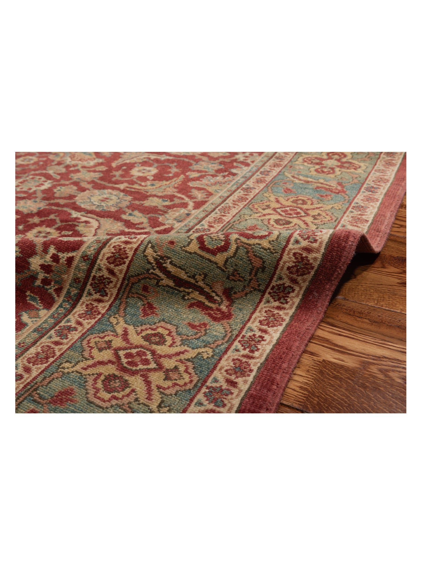 Pasha Antique Loom 97588 Rust Blue Transitional Hand Knotted Rug