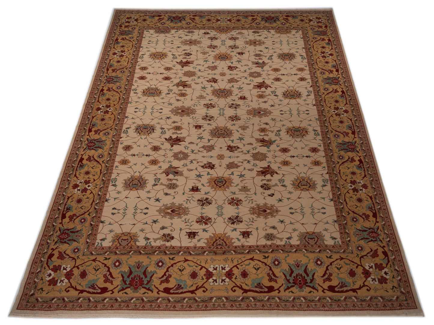 Pasha Antique Loom 98129 Ivory Gold Traditional Hand Knotted Rug