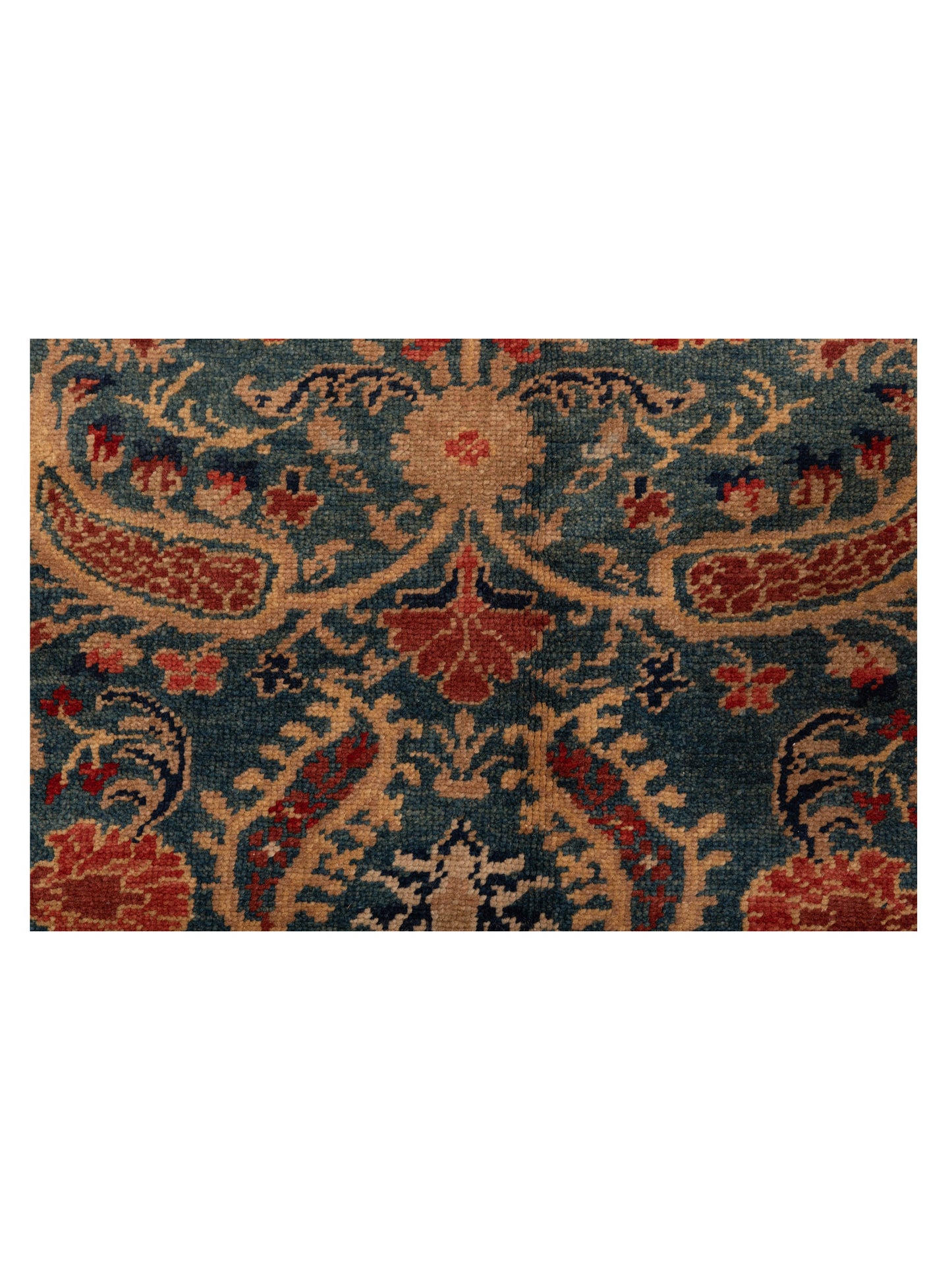 Pasha Antique Loom 98137 Teal Blue Red Transitional Hand Knotted Rug