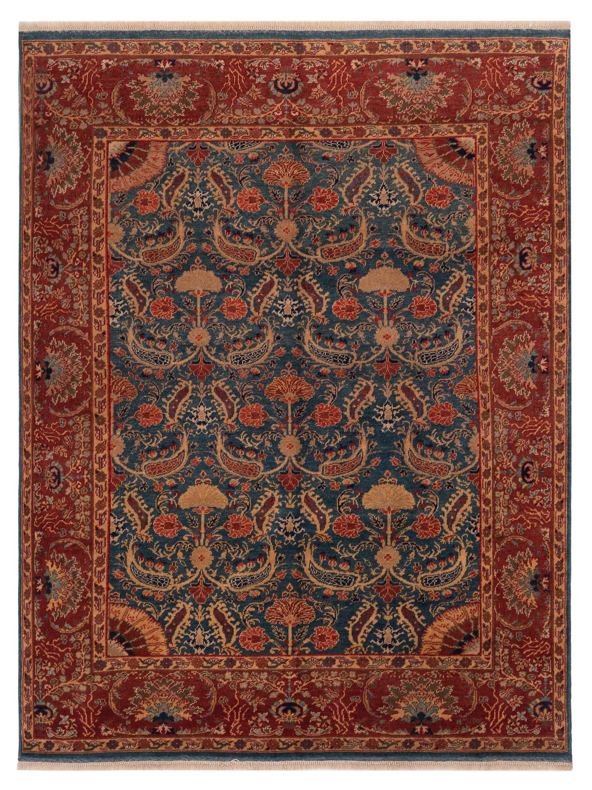 Pasha Antique Loom 98137 Teal Blue Transitional Hand Knotted Rug