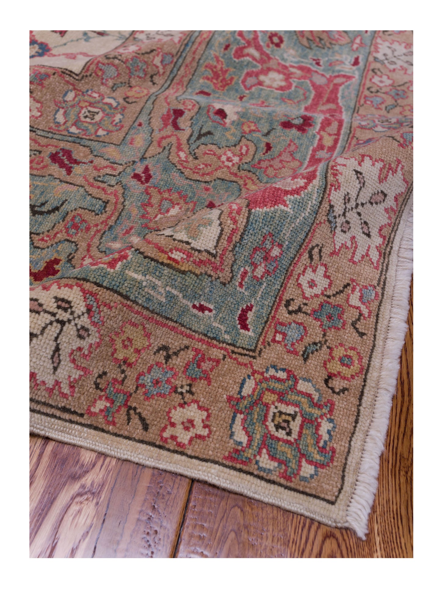 Pasha Antique Loom 98154 Ivory Blue Traditional Hand Knotted Rug