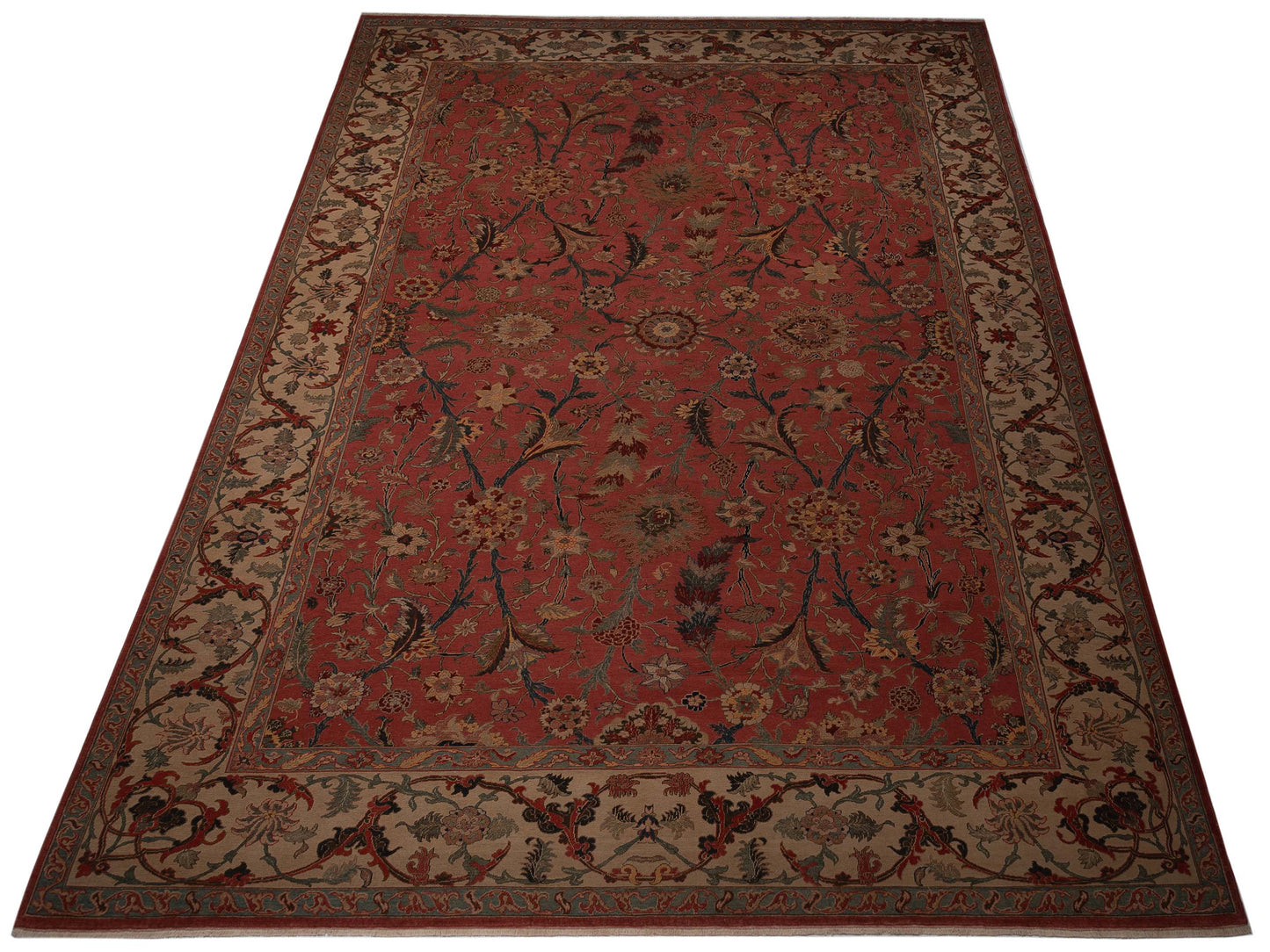 Pasha Antique Loom 98159 Rust Beige Traditional Hand Knotted Rug