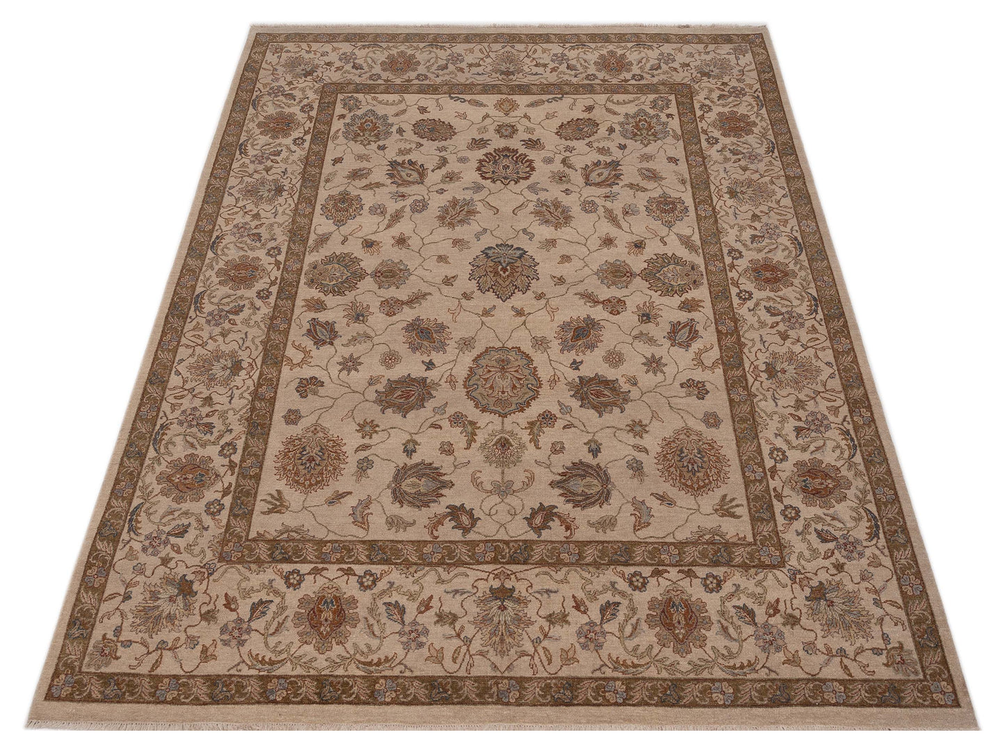 Rajpur Ghazani 98616 Ivory Ivory Traditional Hand Knotted Rug