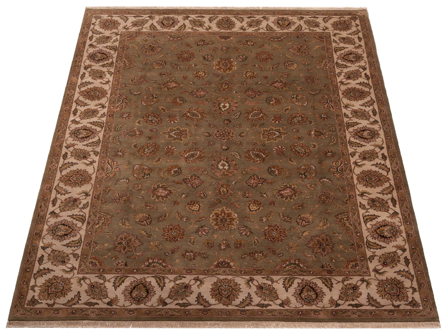 Rajpur Jahan 98893 Green Ivory Traditional Hand Knotted Rug