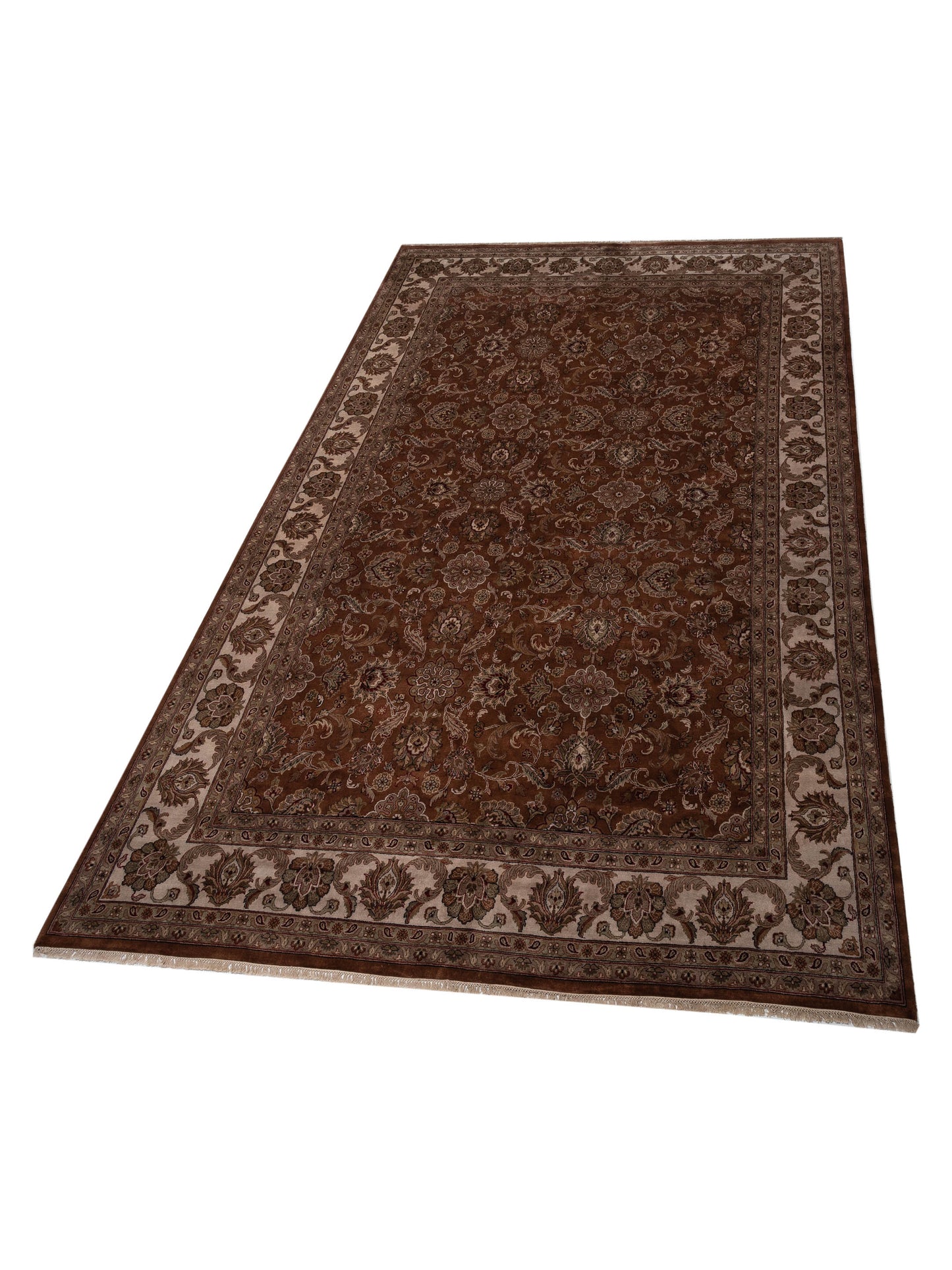 Rajpur Royal 99021 Brown Ivory Traditional Hand Knotted Rug