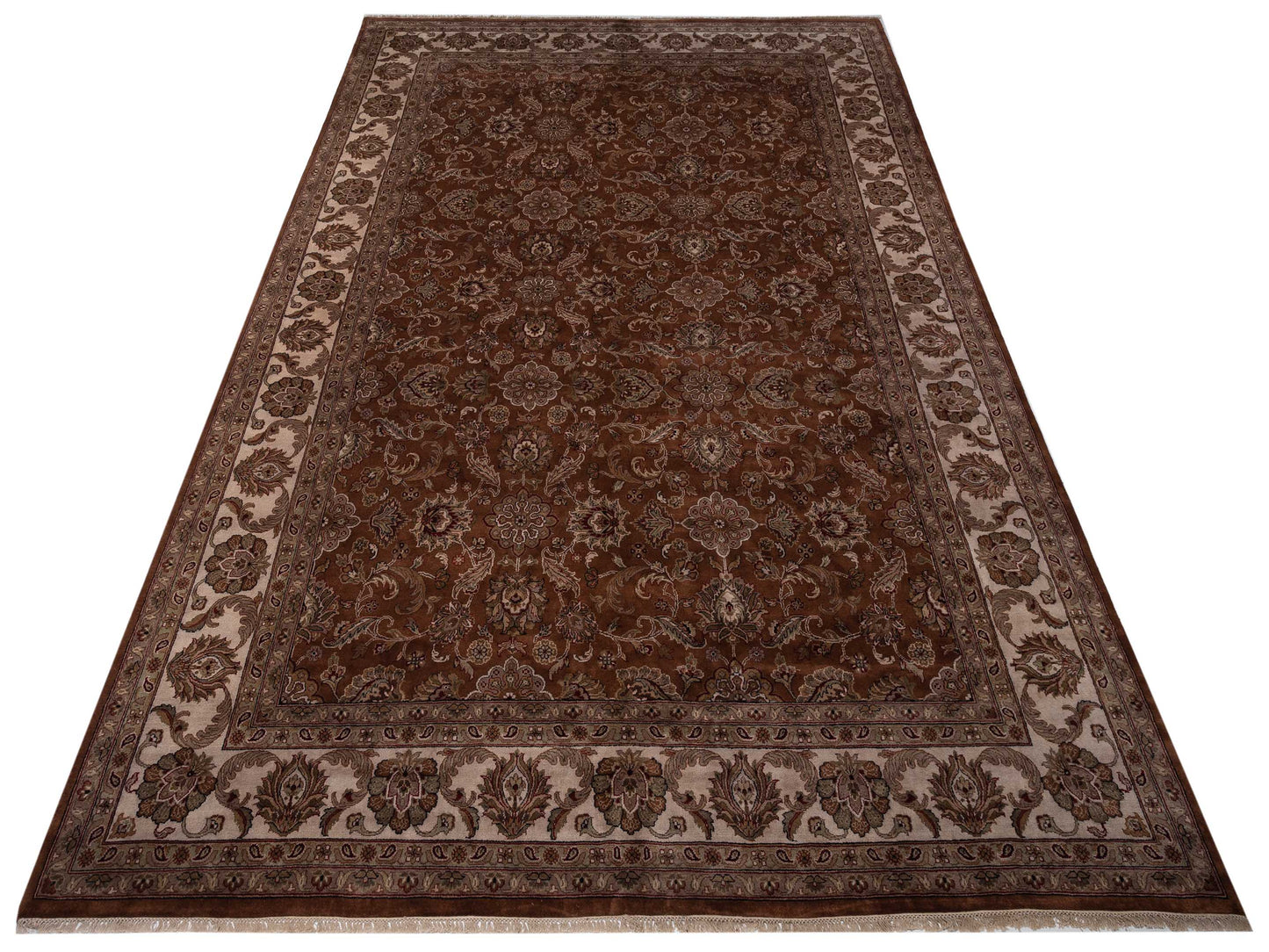 Rajpur Royal 99021 Brown Ivory Traditional Hand Knotted Rug