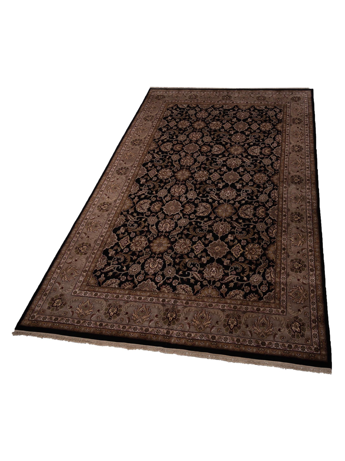 Rajpur Royal 99022 Black Ivory Traditional Hand Knotted Rug