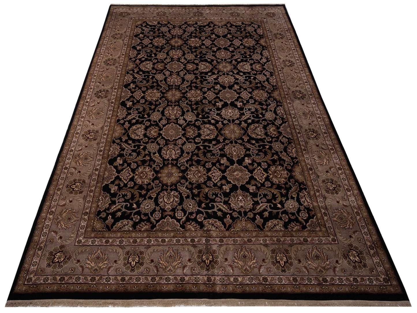 Rajpur Royal 99022 Black Ivory Traditional Hand Knotted Rug