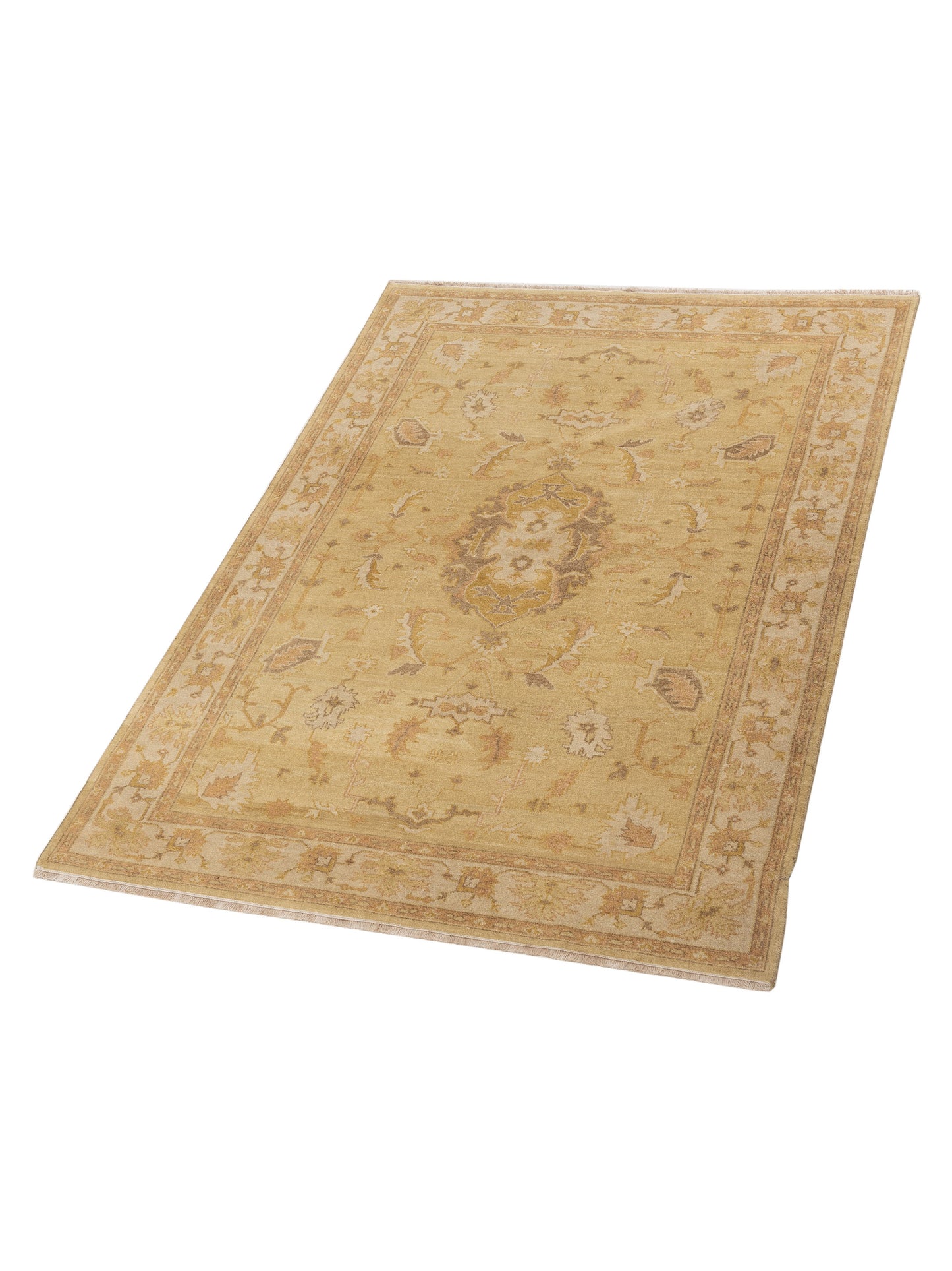 Rajpur Lilac 103317 Gold Ivory Traditional Hand Knotted Rug