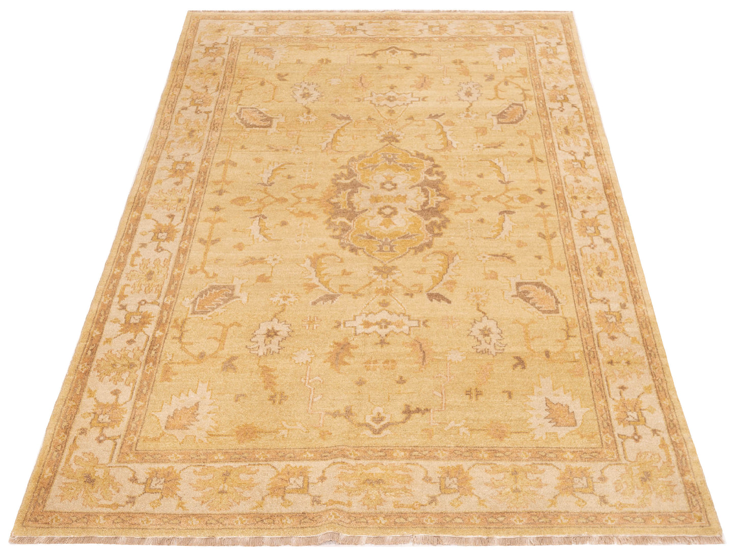 Rajpur Lilac 103319 Yellow Ivory Traditional Hand Knotted Rug