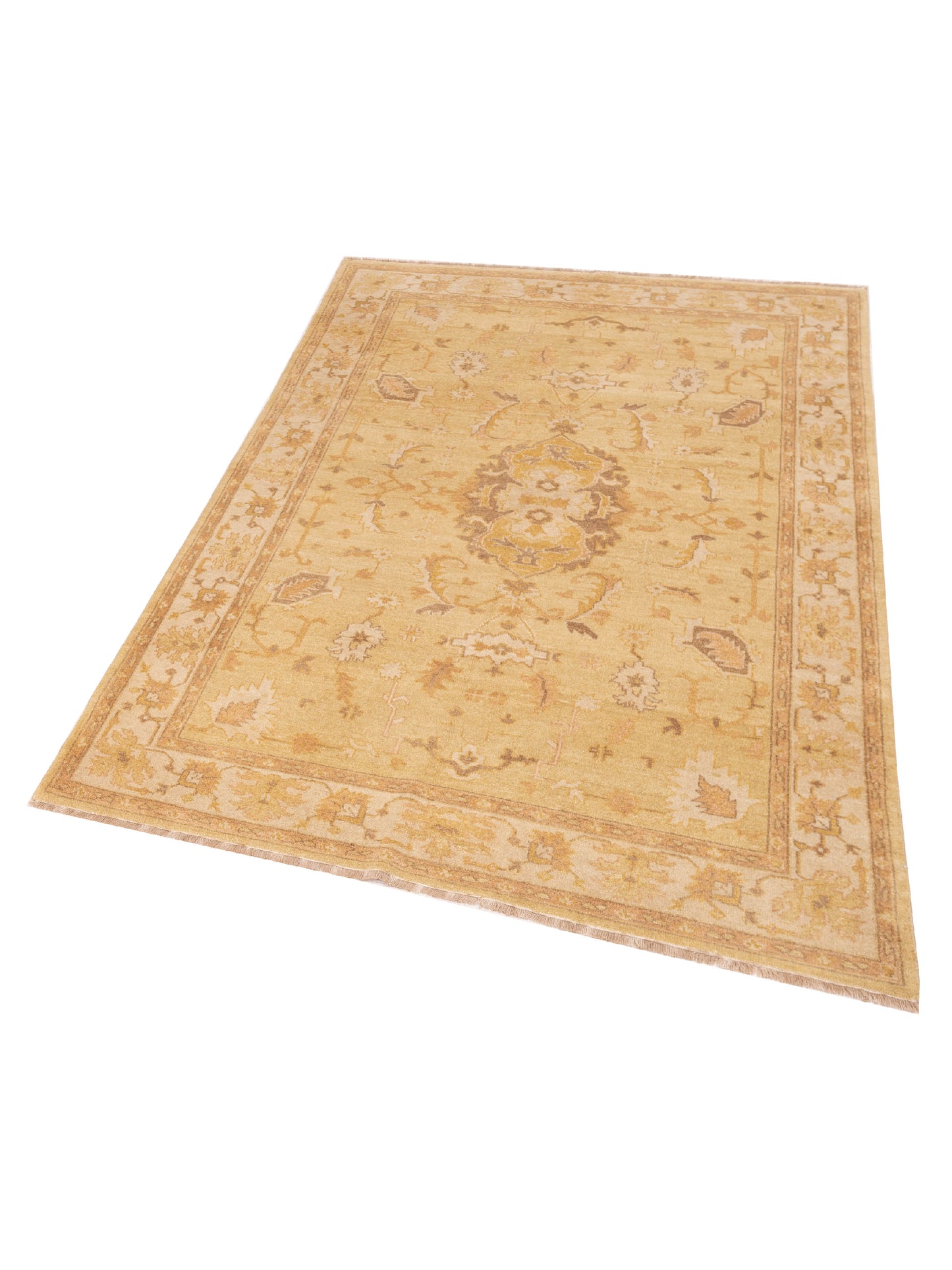 Rajpur Lilac 103319 Yellow Ivory Traditional Hand Knotted Rug