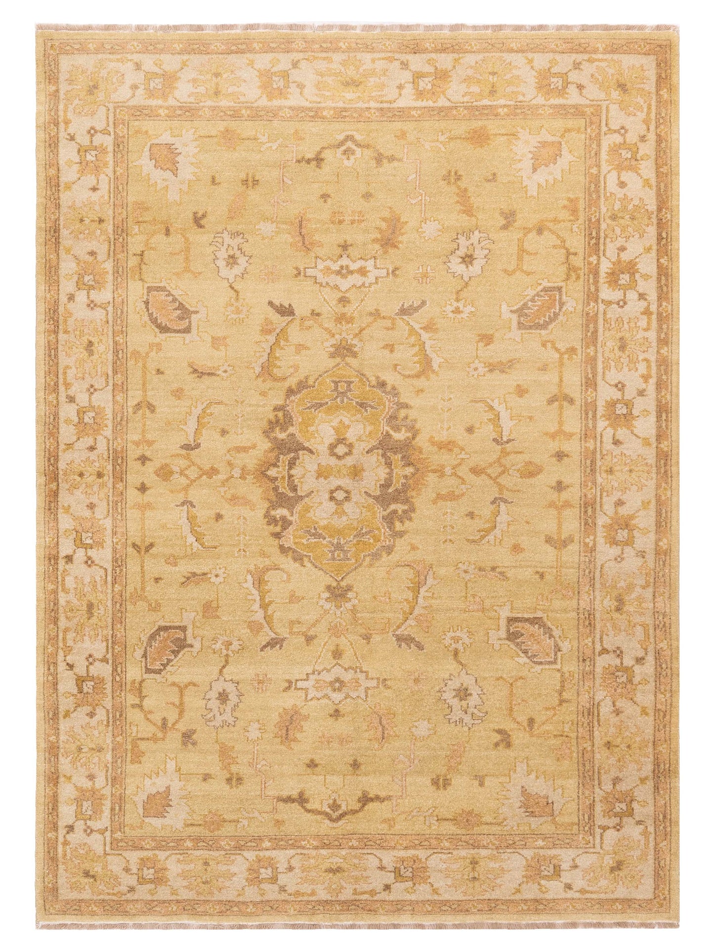 Rajpur Lilac 103319 Yellow Traditional Hand Knotted Rug