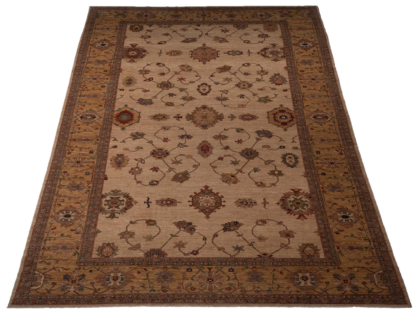 Pasha Elvan Tansu Ivory Gold Traditional Hand Knotted Rug