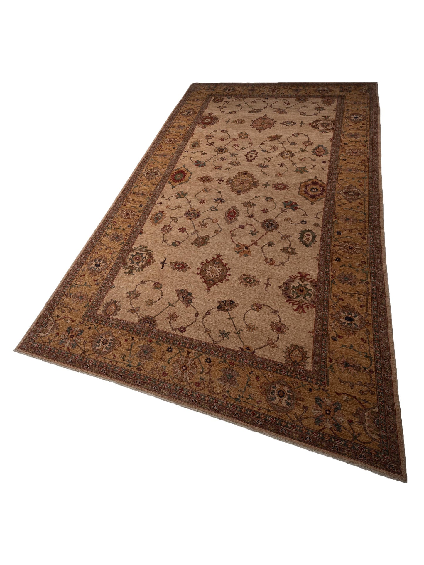 Pasha Elvan Tansu Ivory Gold Traditional Hand Knotted Rug