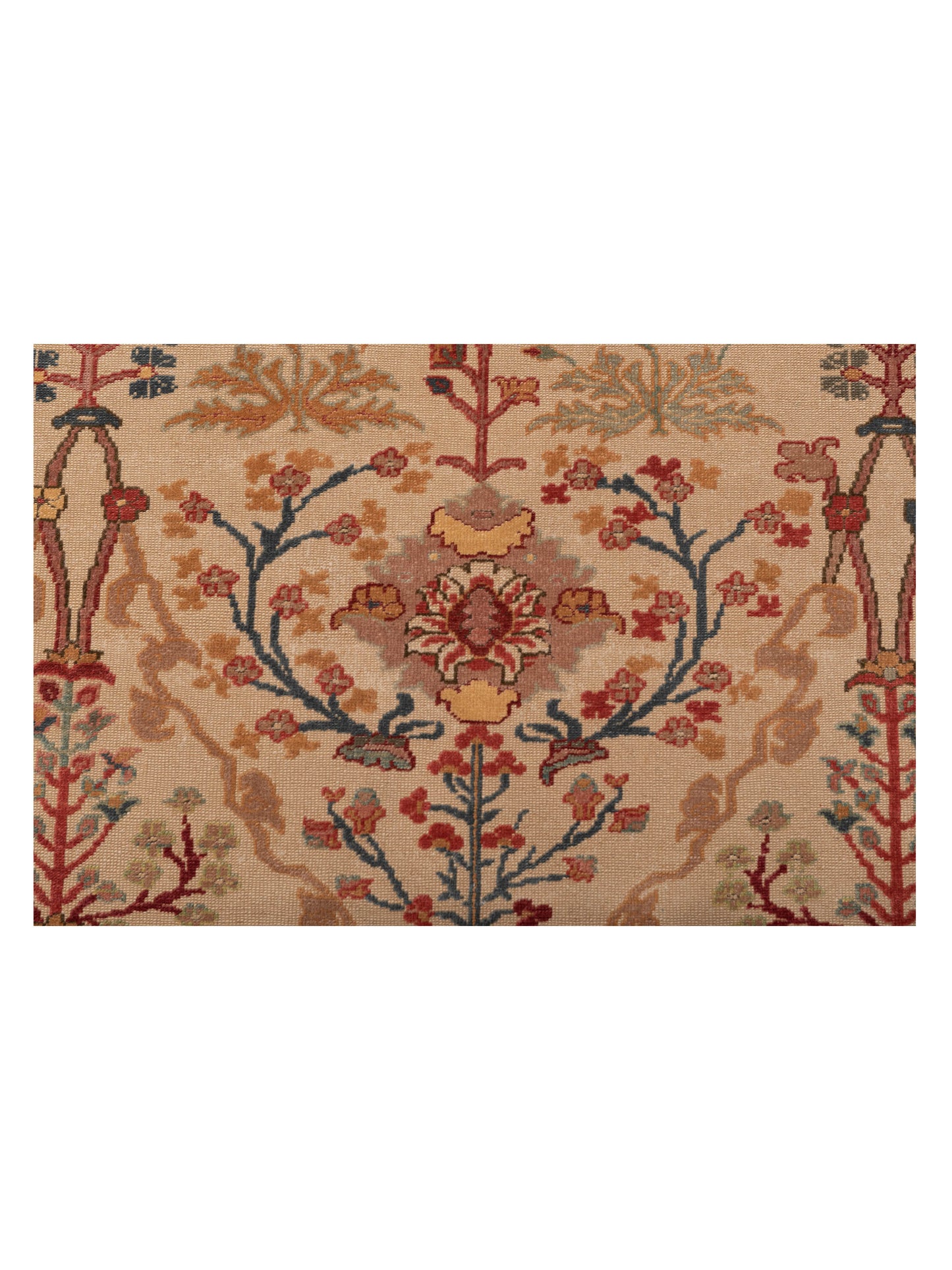 Pasha Antique Loom 104368 Ivory Sage Green Traditional Hand Knotted Rug