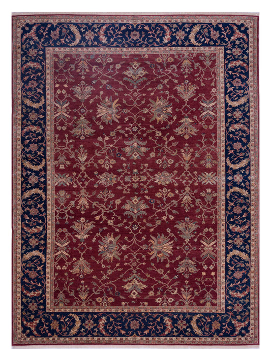 Pasha Antique Loom 104369 Red Transitional Hand Knotted Rug