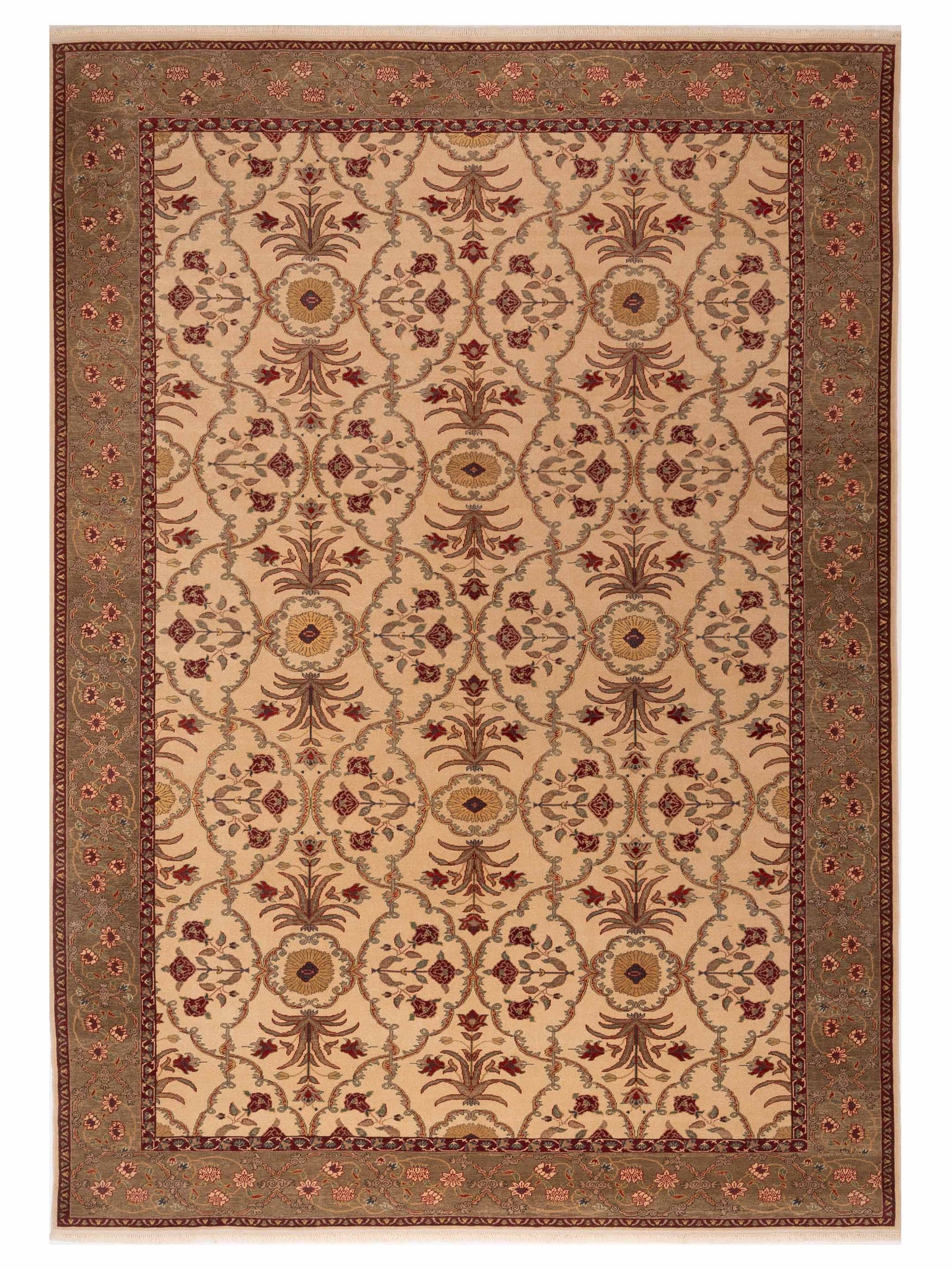 Pasha Antique Loom 104371 Ivory Transitional Hand Knotted Rug