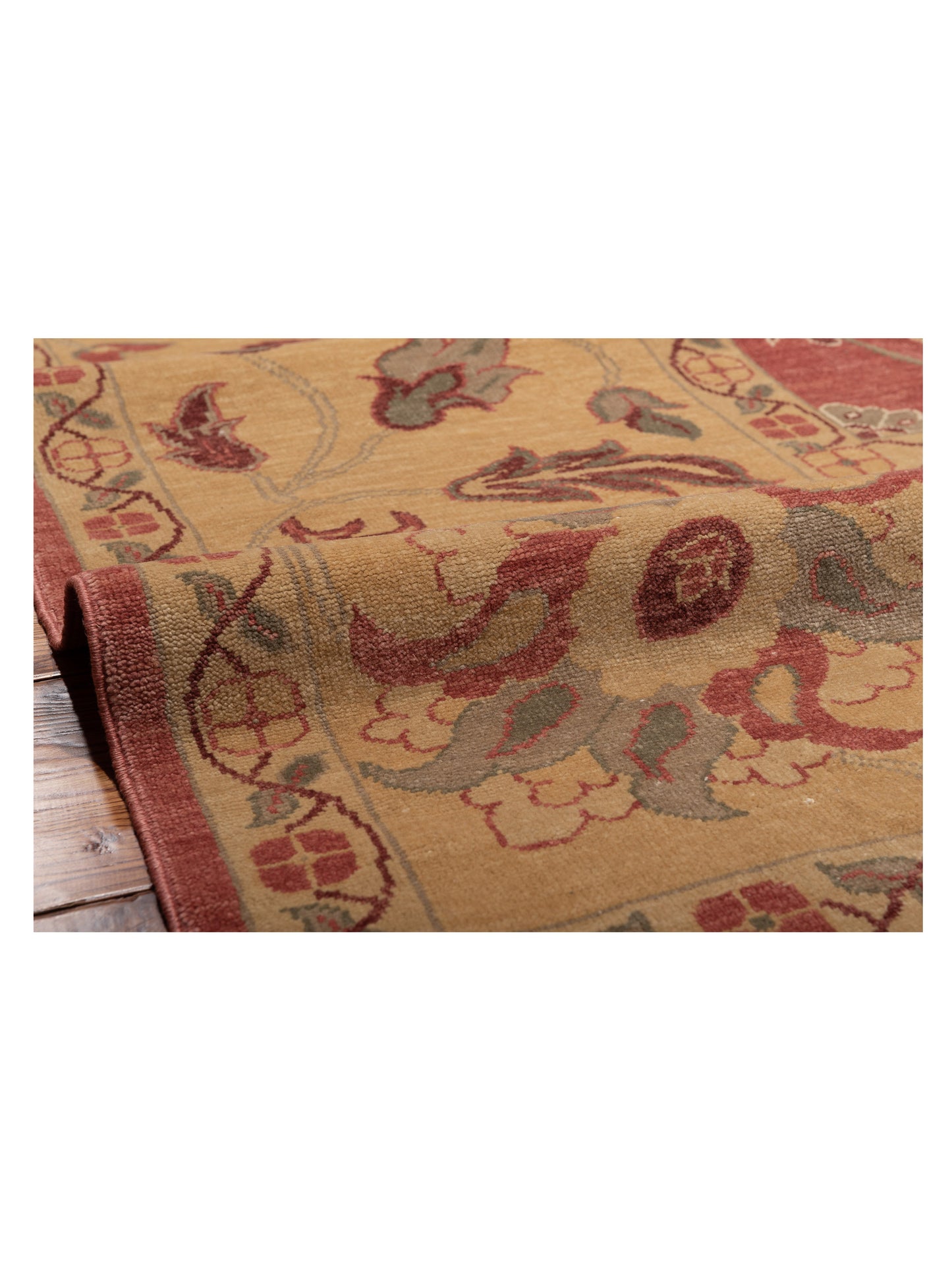 Pasha Antique Loom 104389 Rust Gold Traditional Hand Knotted Rug