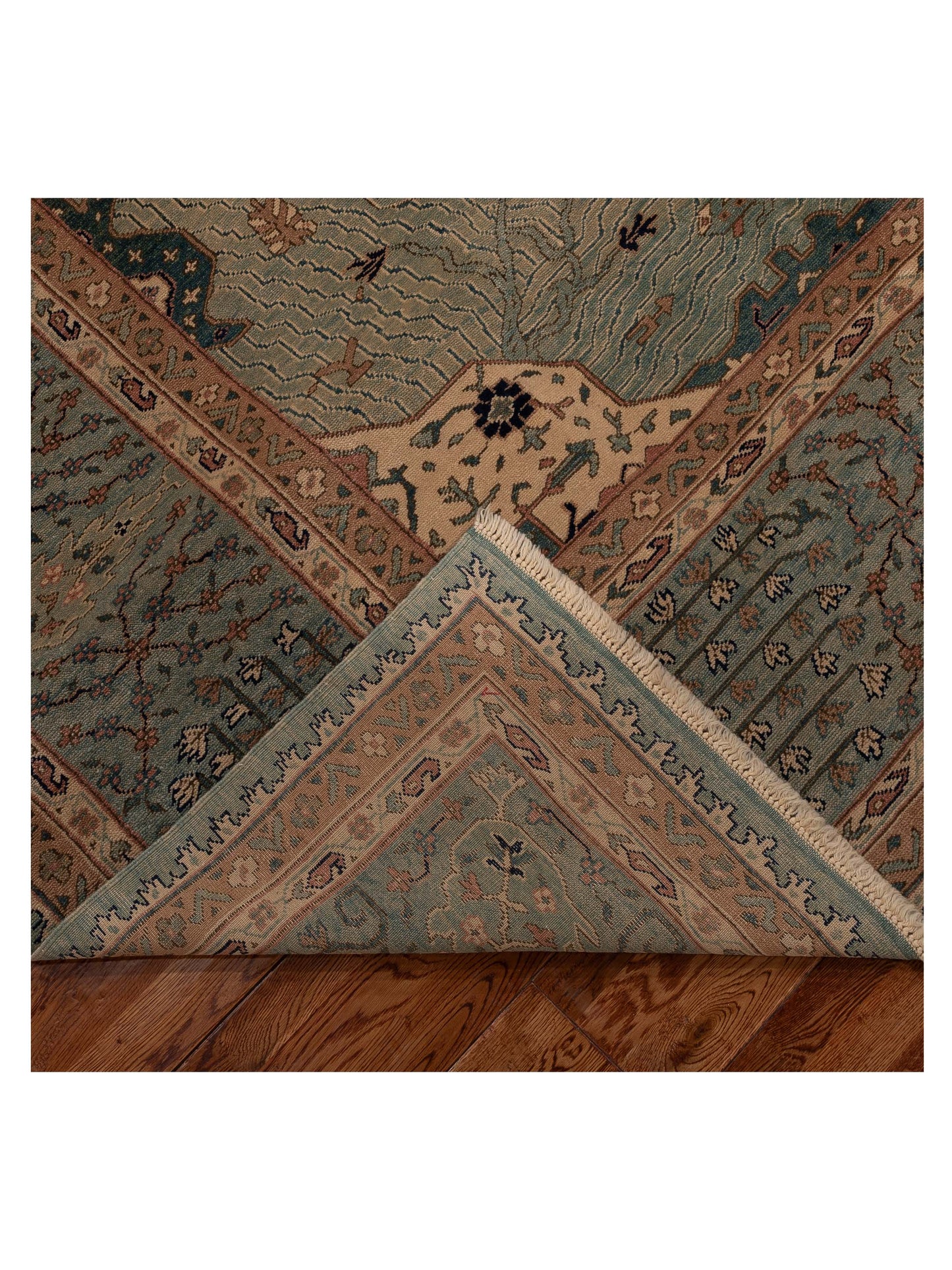 Pasha Antique Loom 104391 Green Green Traditional Hand Knotted Rug