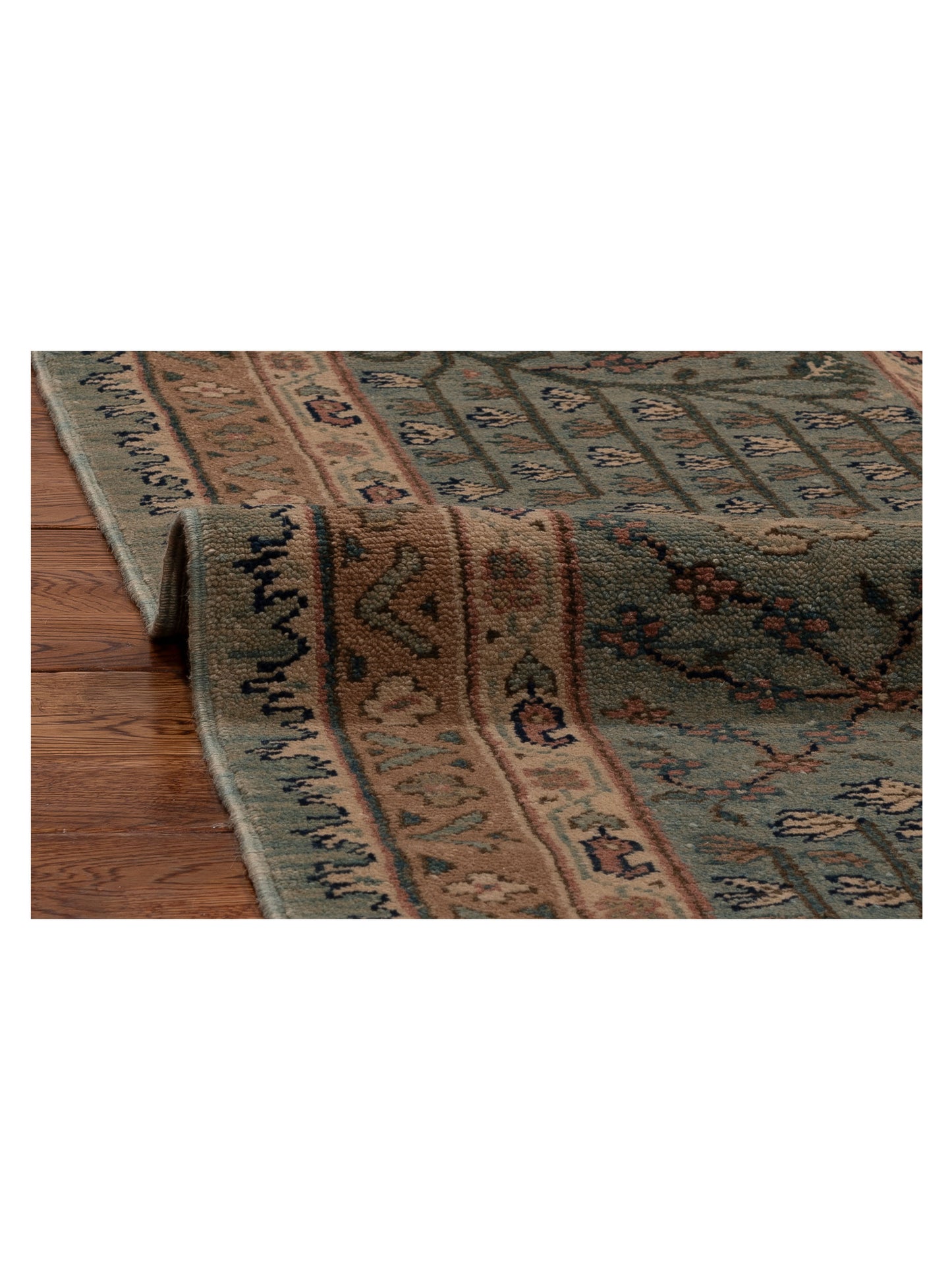 Pasha Antique Loom 104391 Green Green Traditional Hand Knotted Rug