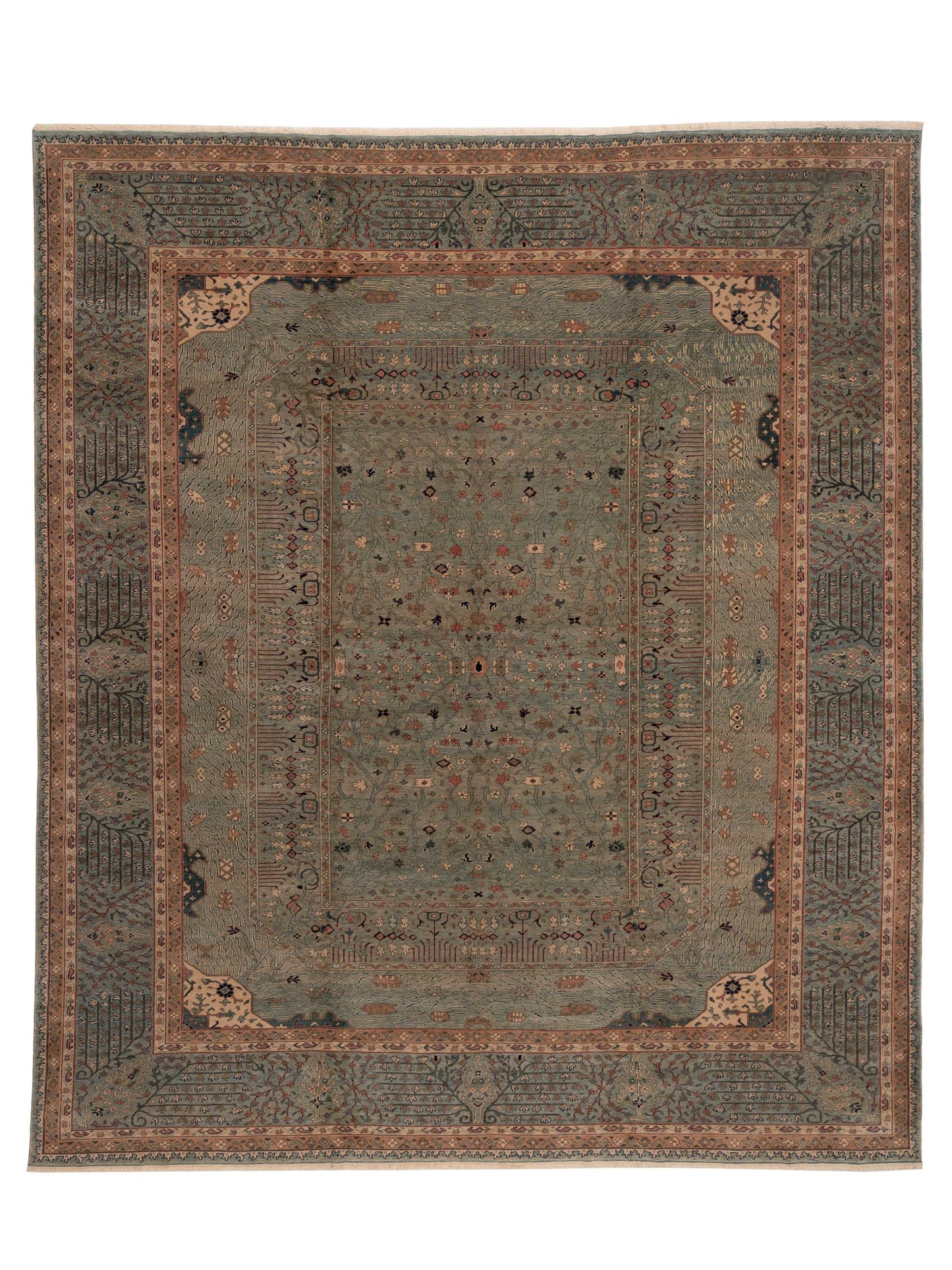 Pasha Antique Loom 104391 Green Traditional Hand Knotted Rug