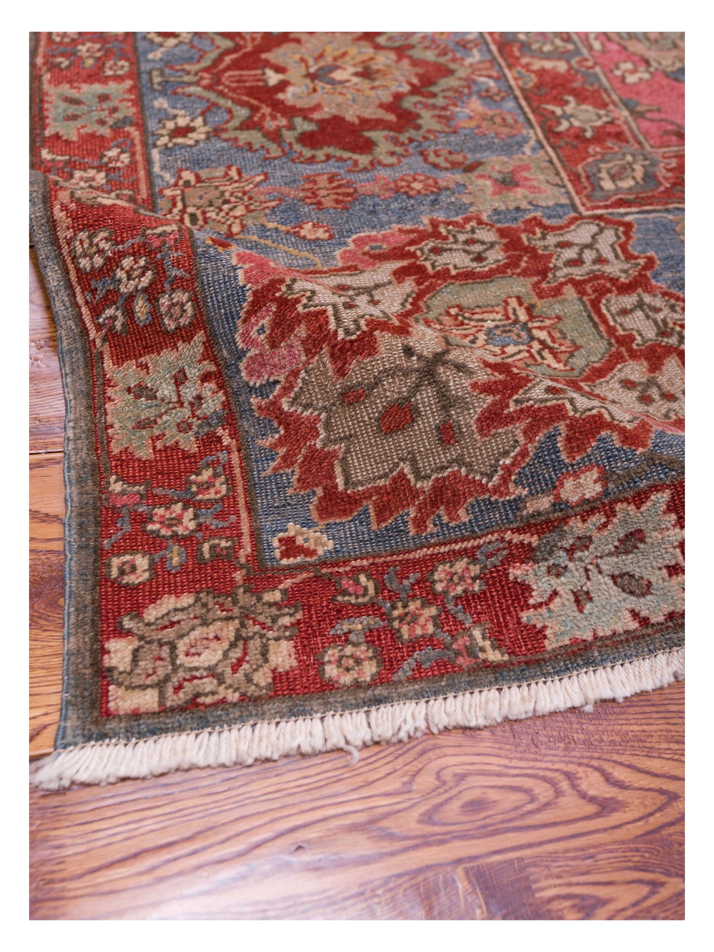 Pasha Antique Loom 104392 Pink Blue Traditional Hand Knotted Rug