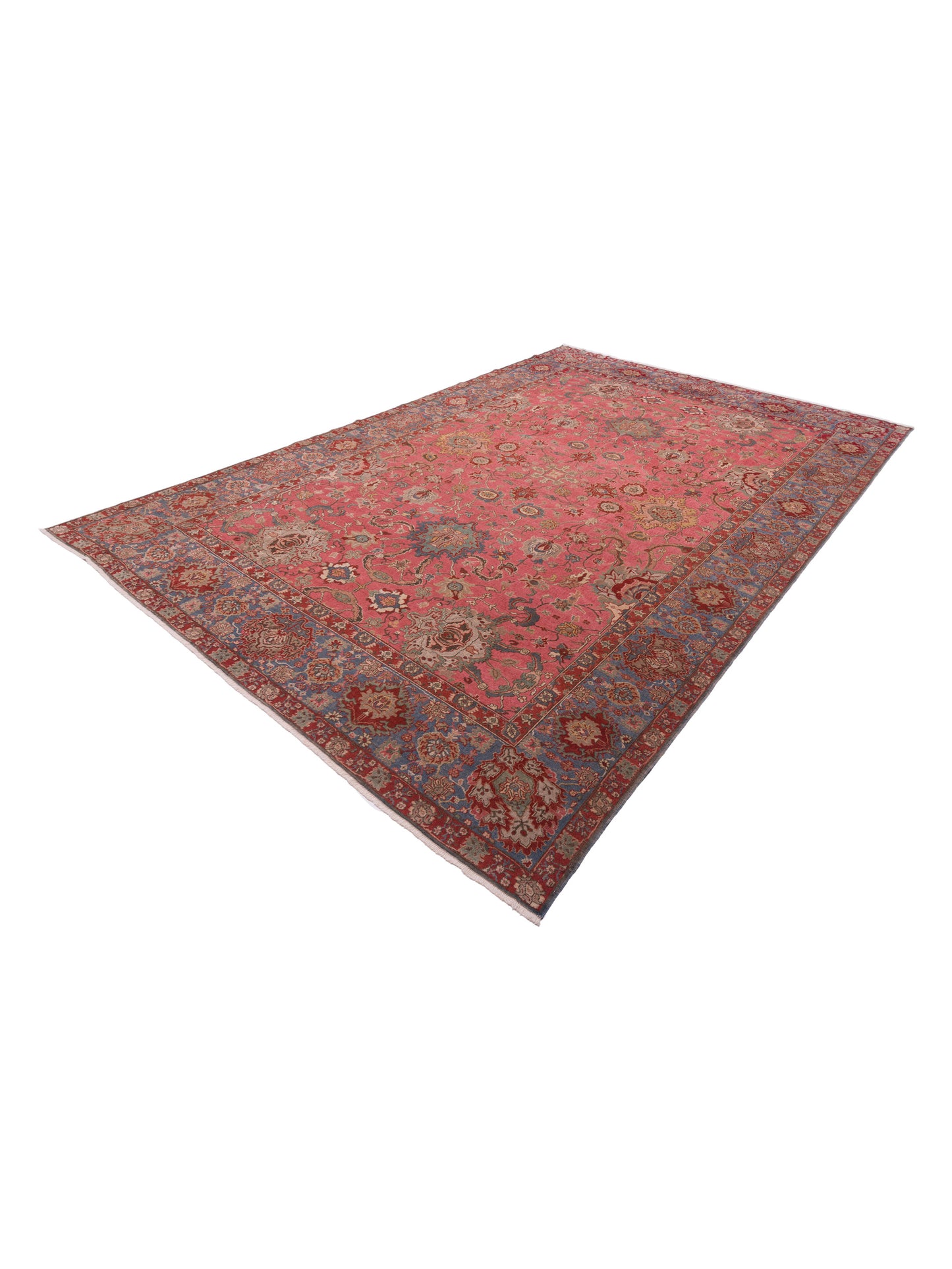 Pasha Antique Loom 104392 Pink Blue Traditional Hand Knotted Rug