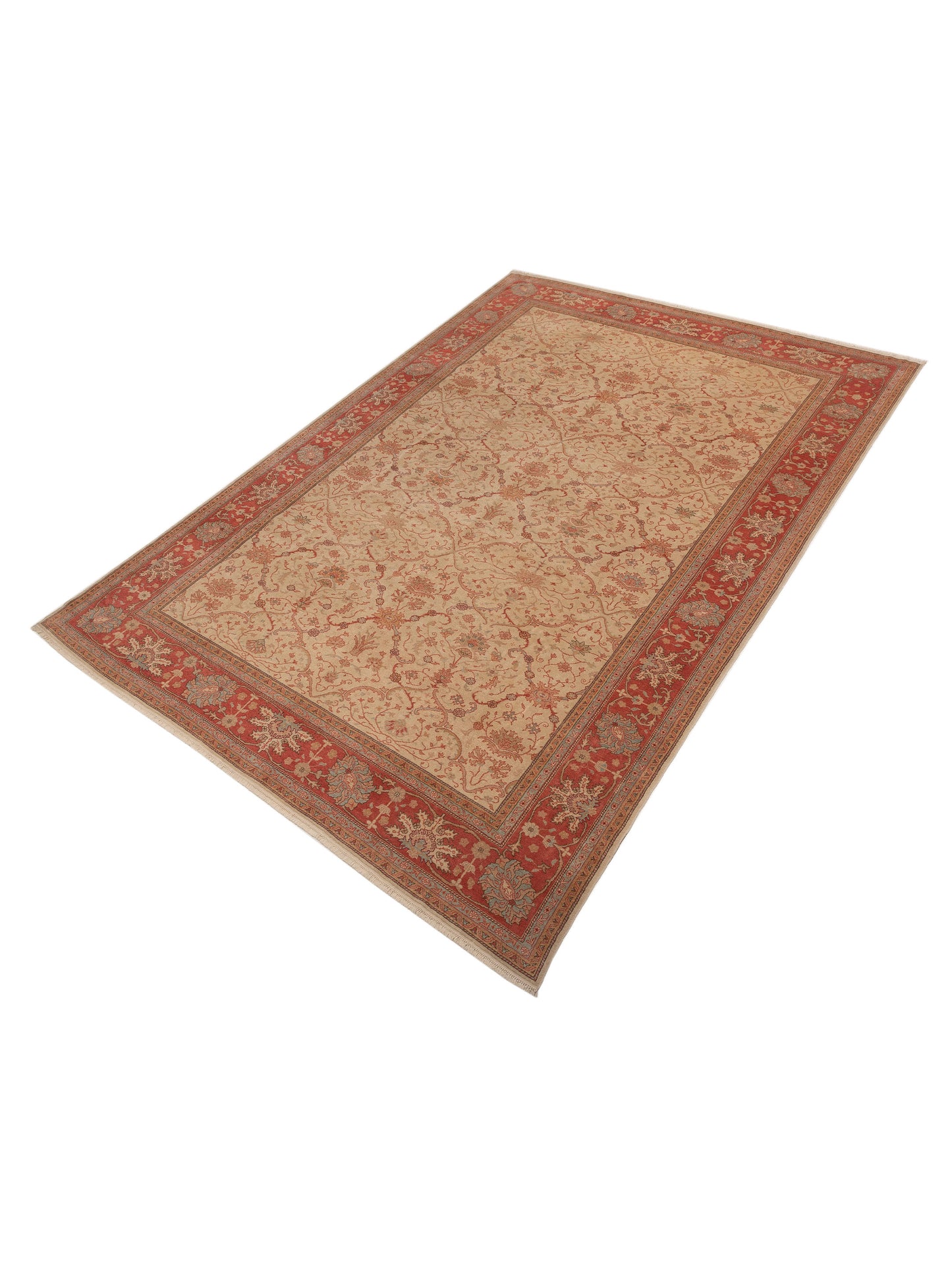 Pasha Antique Loom 104394 Beige Rust Transitional Hand Knotted Rug