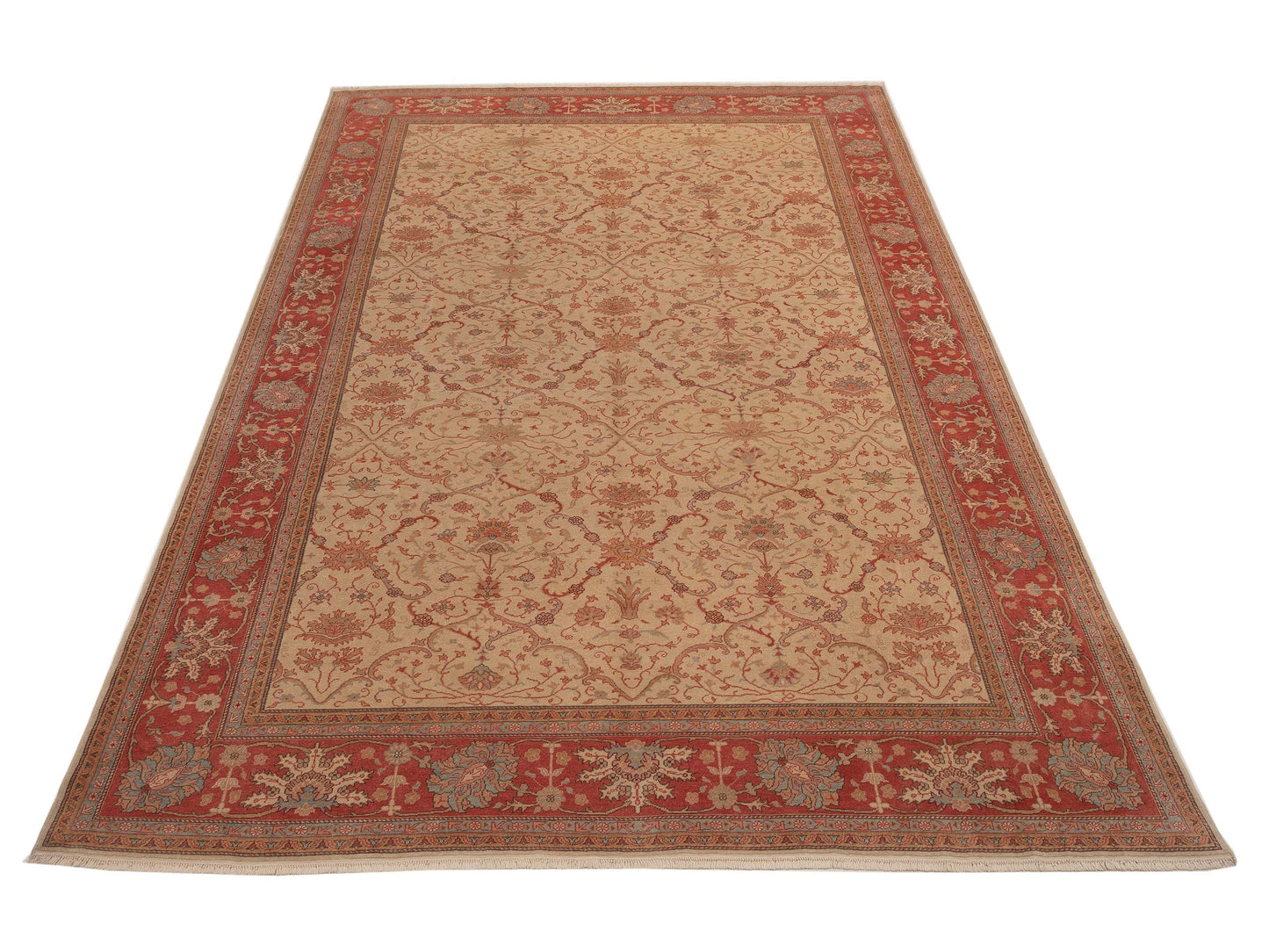 Pasha Antique Loom 104394 Beige Rust Transitional Hand Knotted Rug