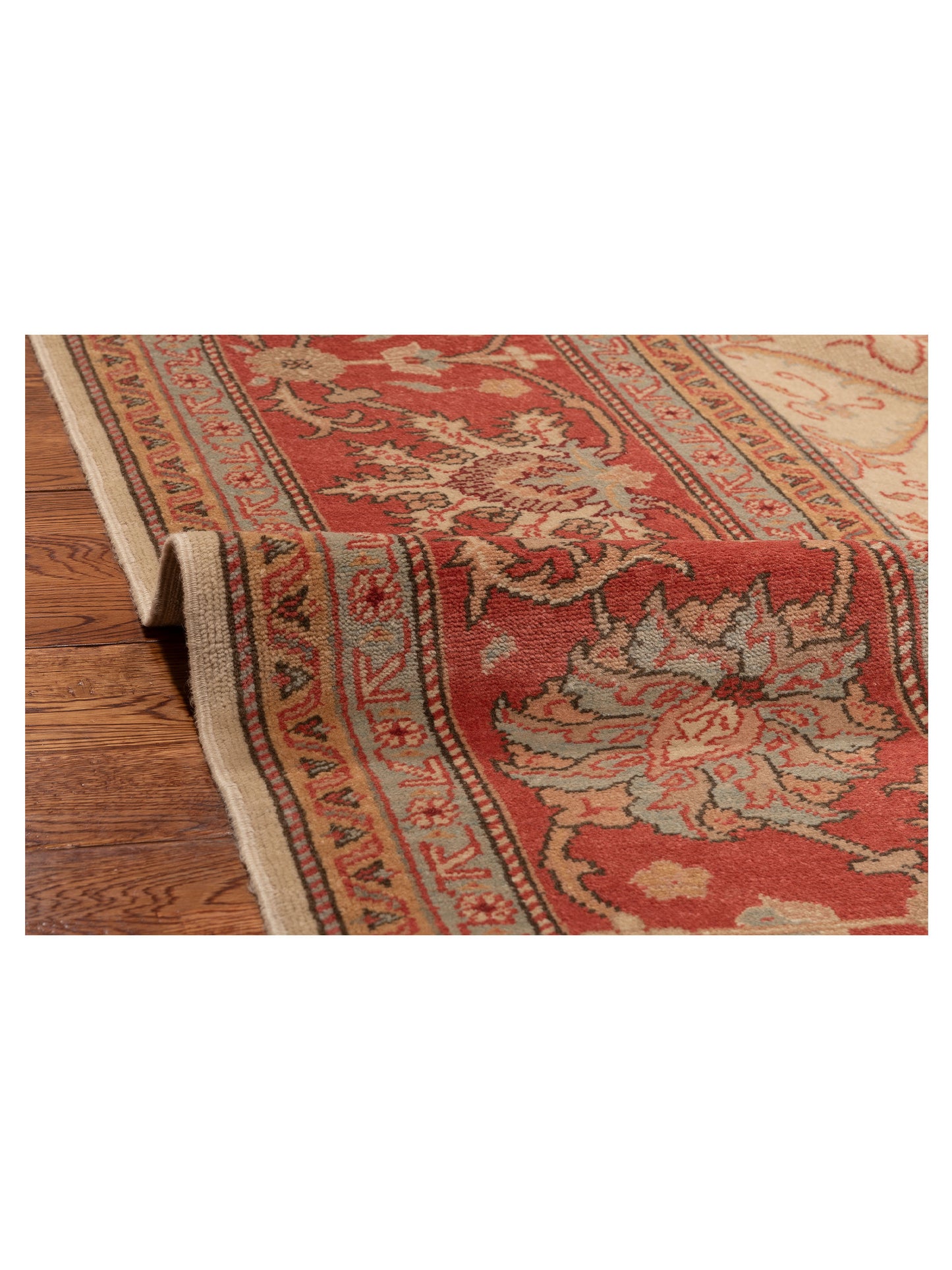 Pasha Antique Loom 104394 Beige Rust Transitional Hand Knotted Rug