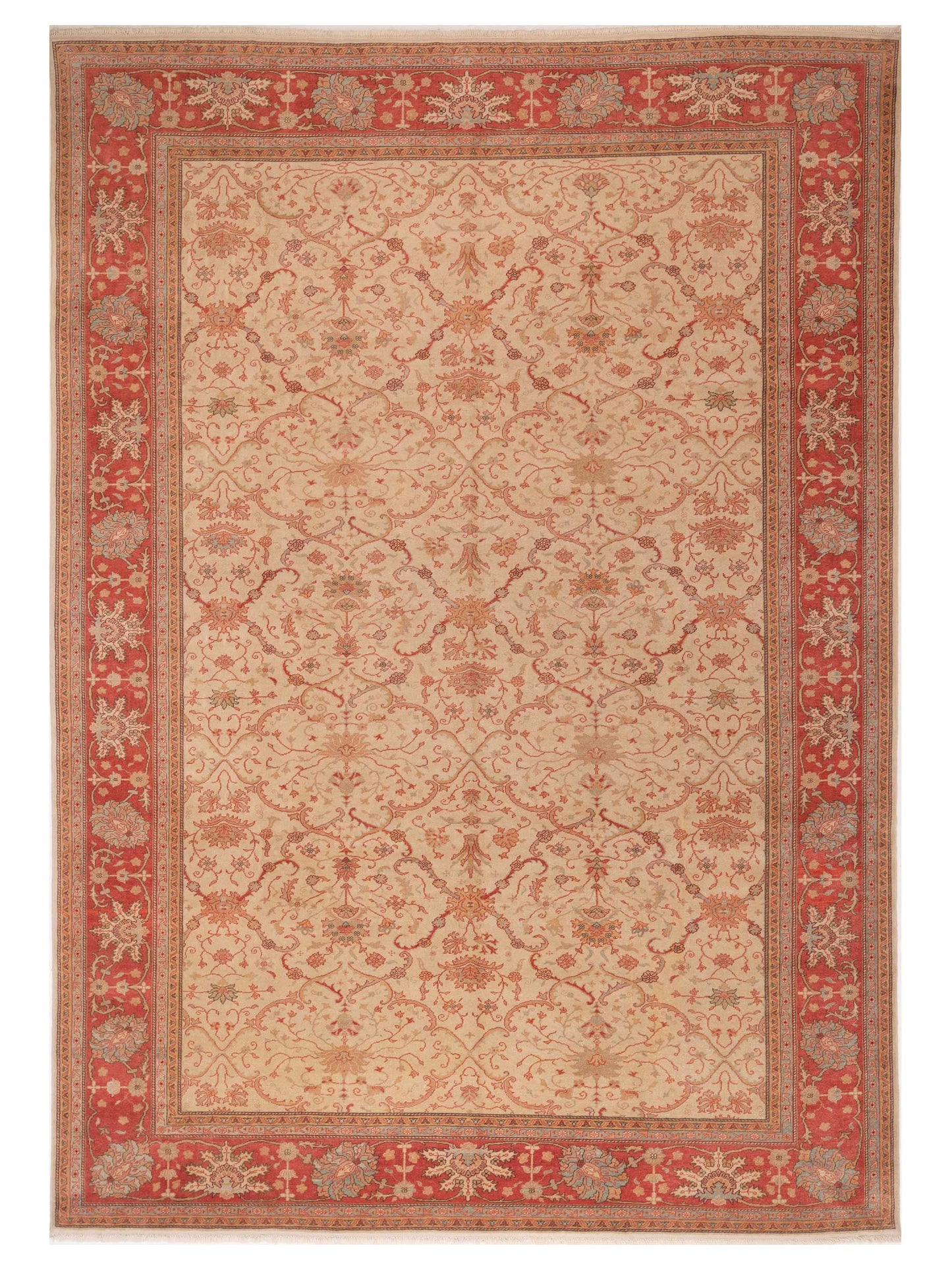 Pasha Antique Loom 104394 Beige Transitional Hand Knotted Rug