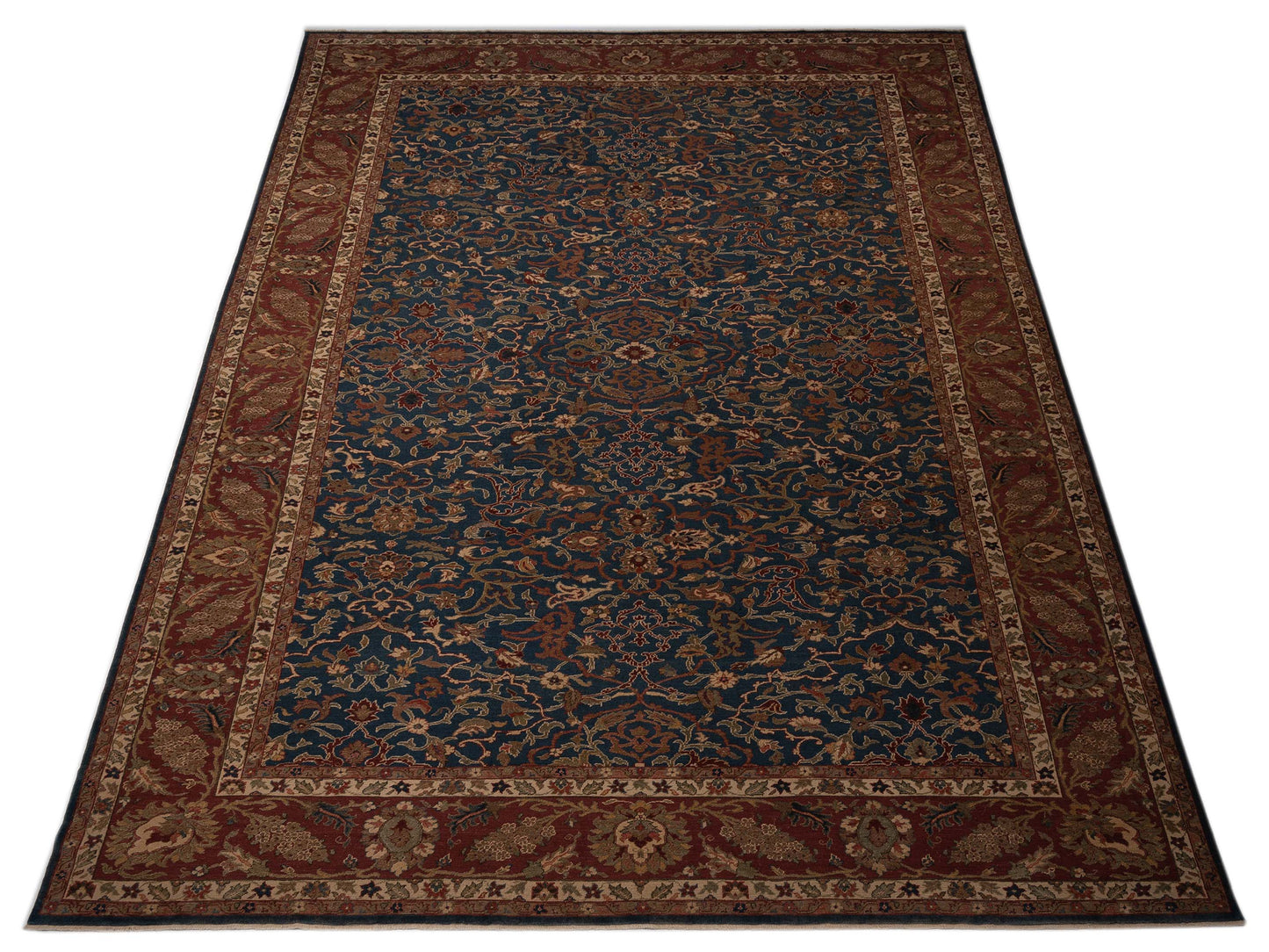 Pasha Antique Loom 104398 Navy Burgundy Traditional Hand Knotted Rug